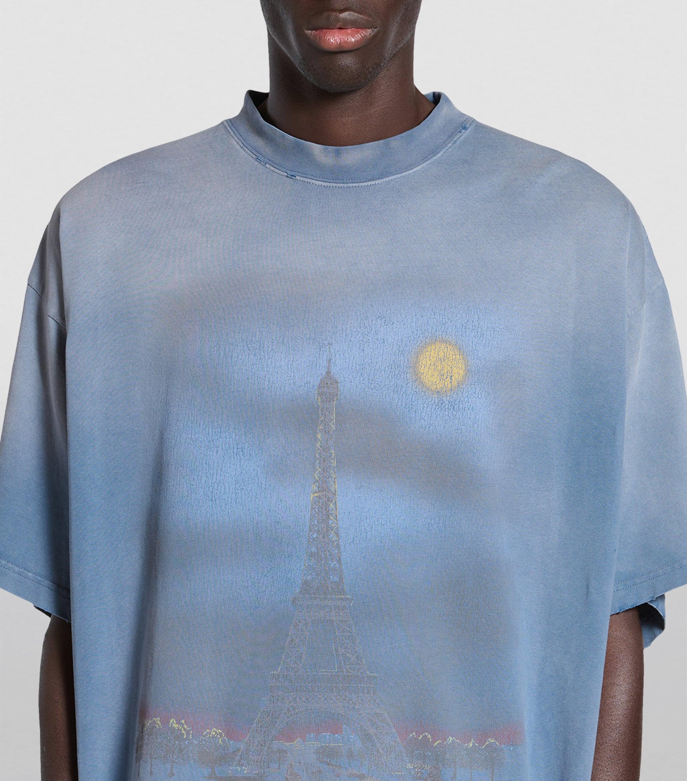 Balenciaga Oversized Paris Moon T-Shirt in Blue for Men | Lyst UK