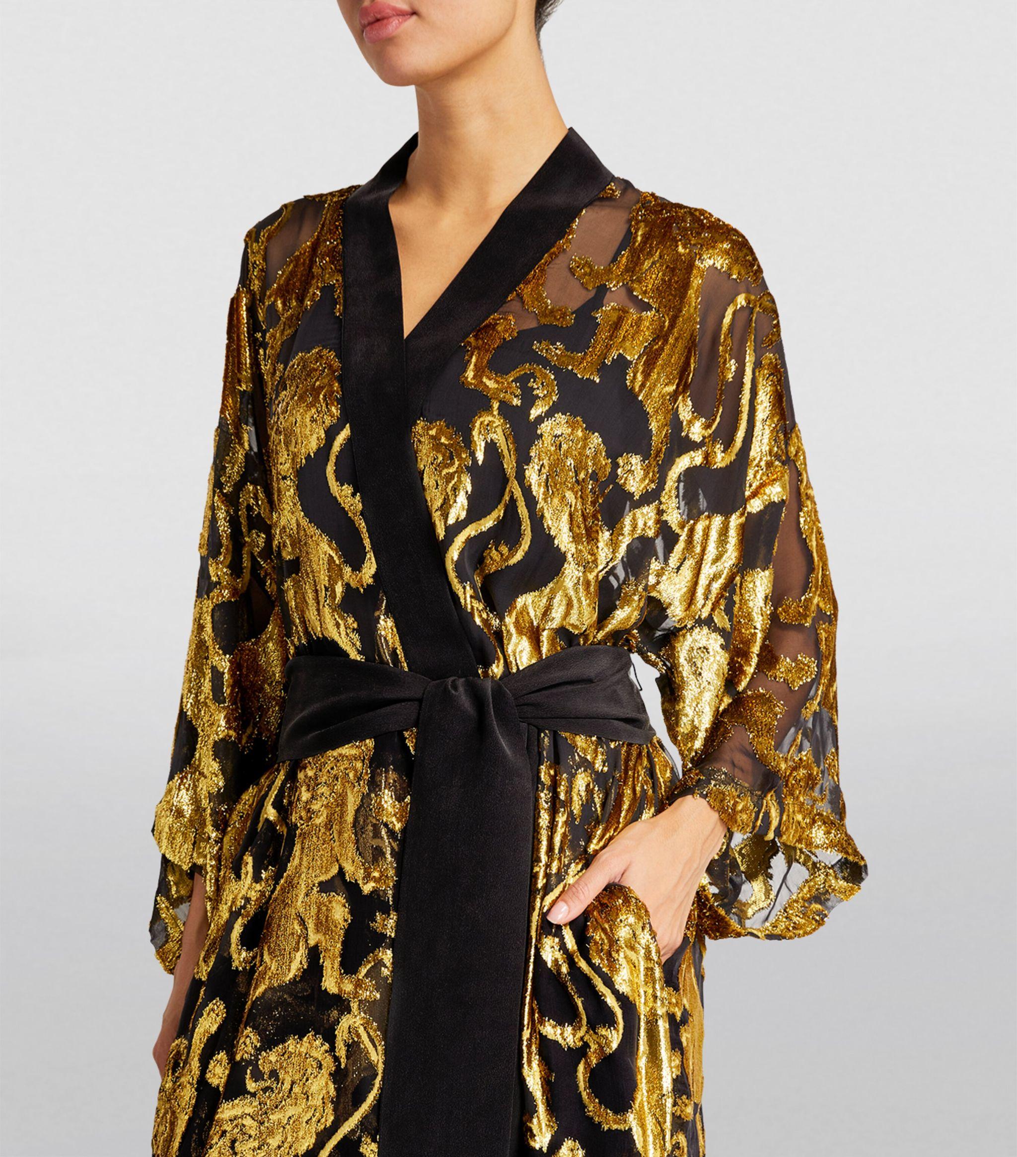 Olivia Von Halle Silk blend Queenie Noble Robe in Metallic Lyst UK