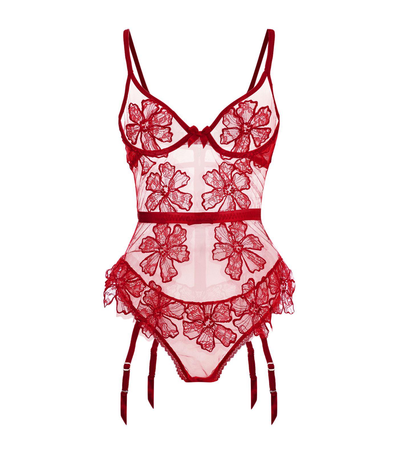 Agent Provocateur Seraphina Lace Bodysuit in Red | Lyst Canada