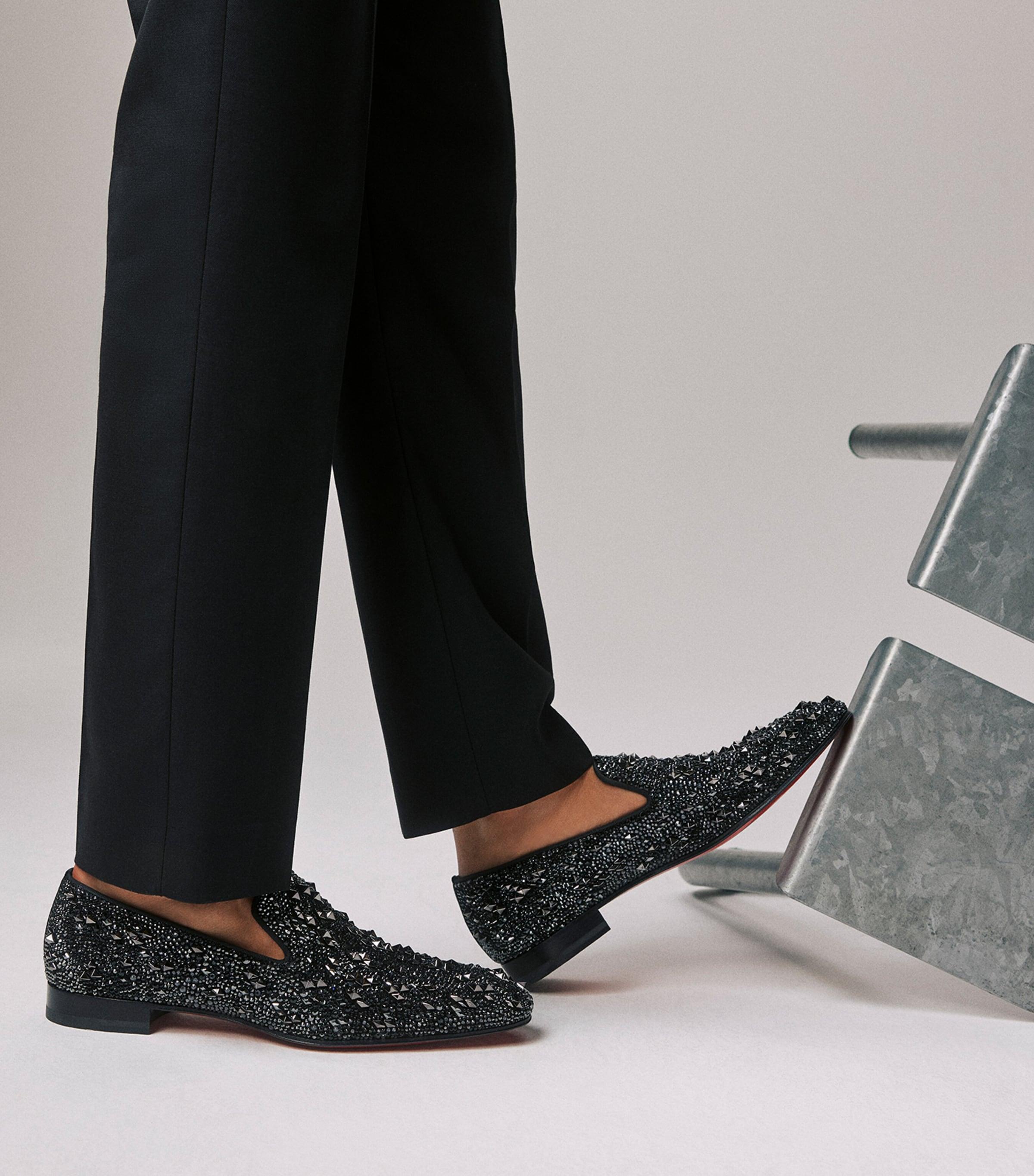 Christian Louboutin Paris Dandelion Glitter Black Loafers Men\'s EU 44 CHRISTIAN LOUBOUTIN Dandelion Grosgrain-Trimmed Wool Loafers  main image 4