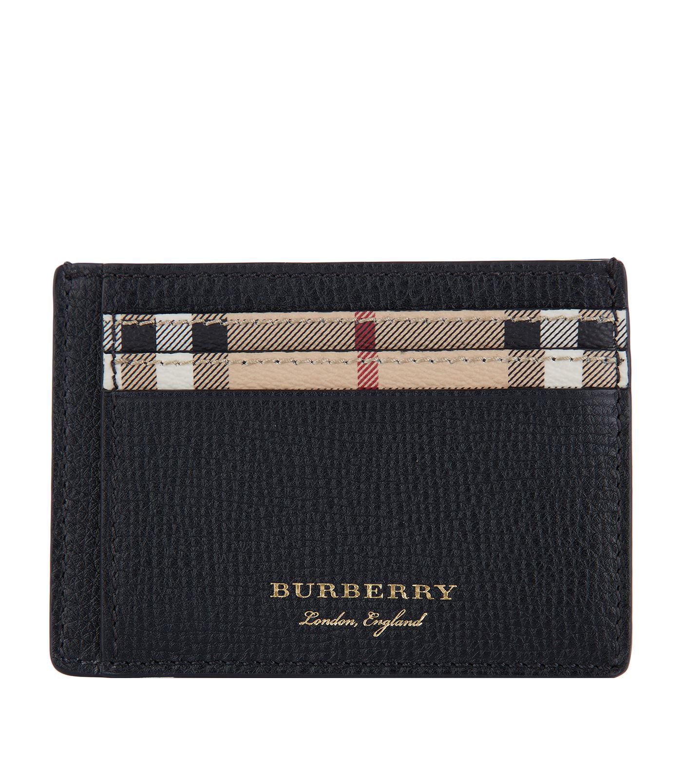 Burberry Haymarket Check And Leather Card Case in Black for Men - Lyst
