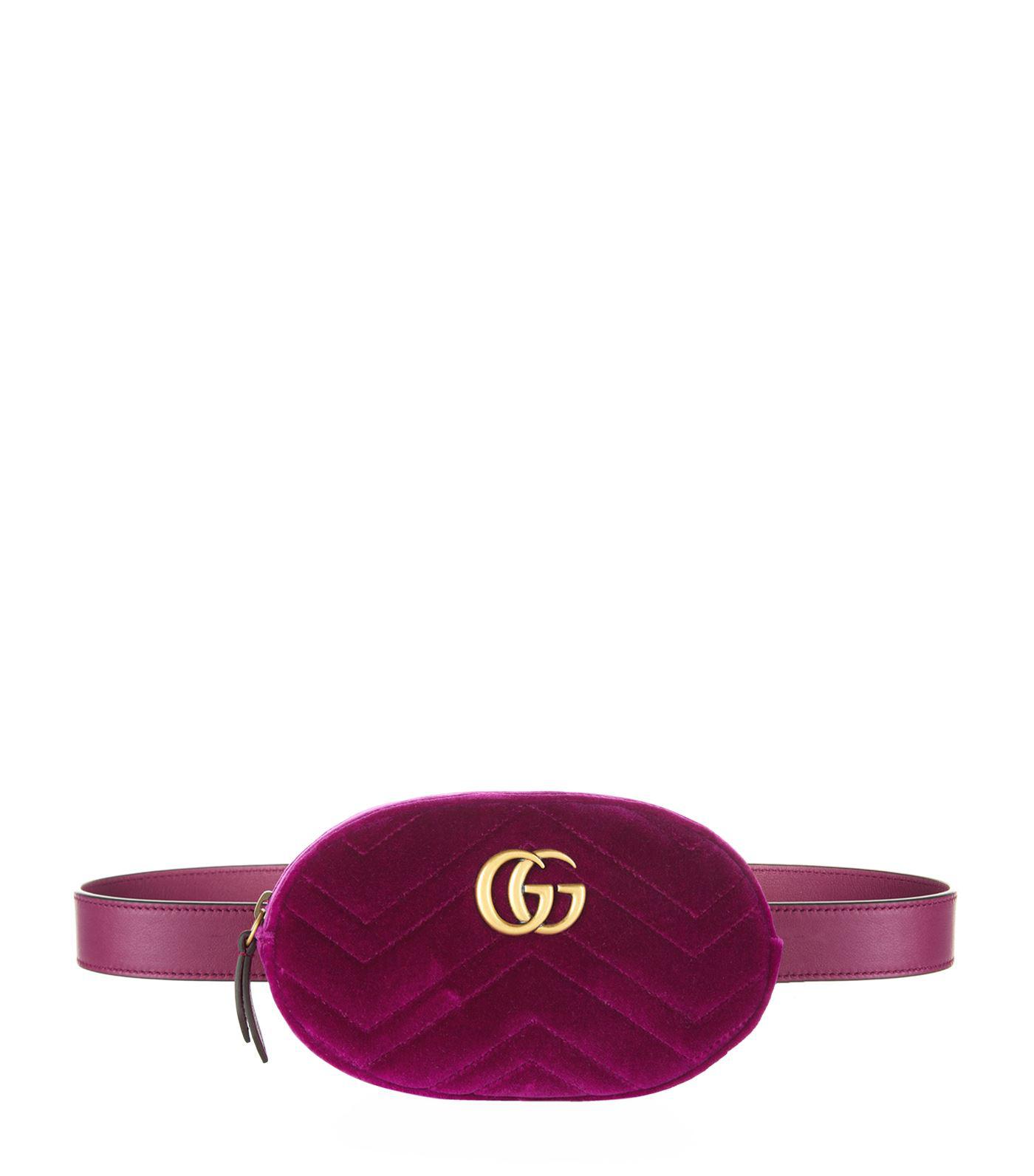 Gucci Marmont Velvet Belt Bag in Pink - Lyst