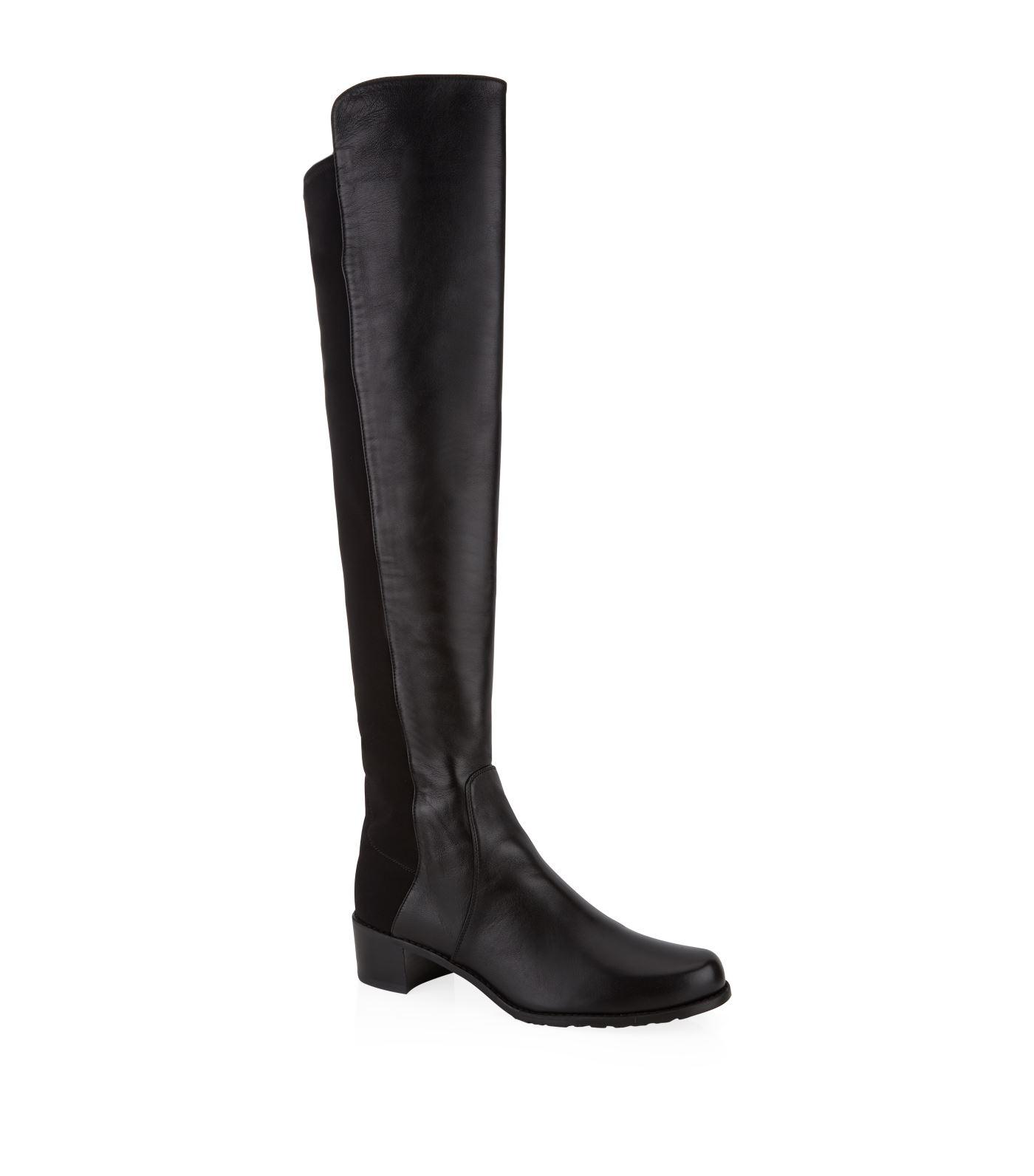 Stuart Weitzman Reserve Stretch-back Leather Boots in Black - Save 62% ...