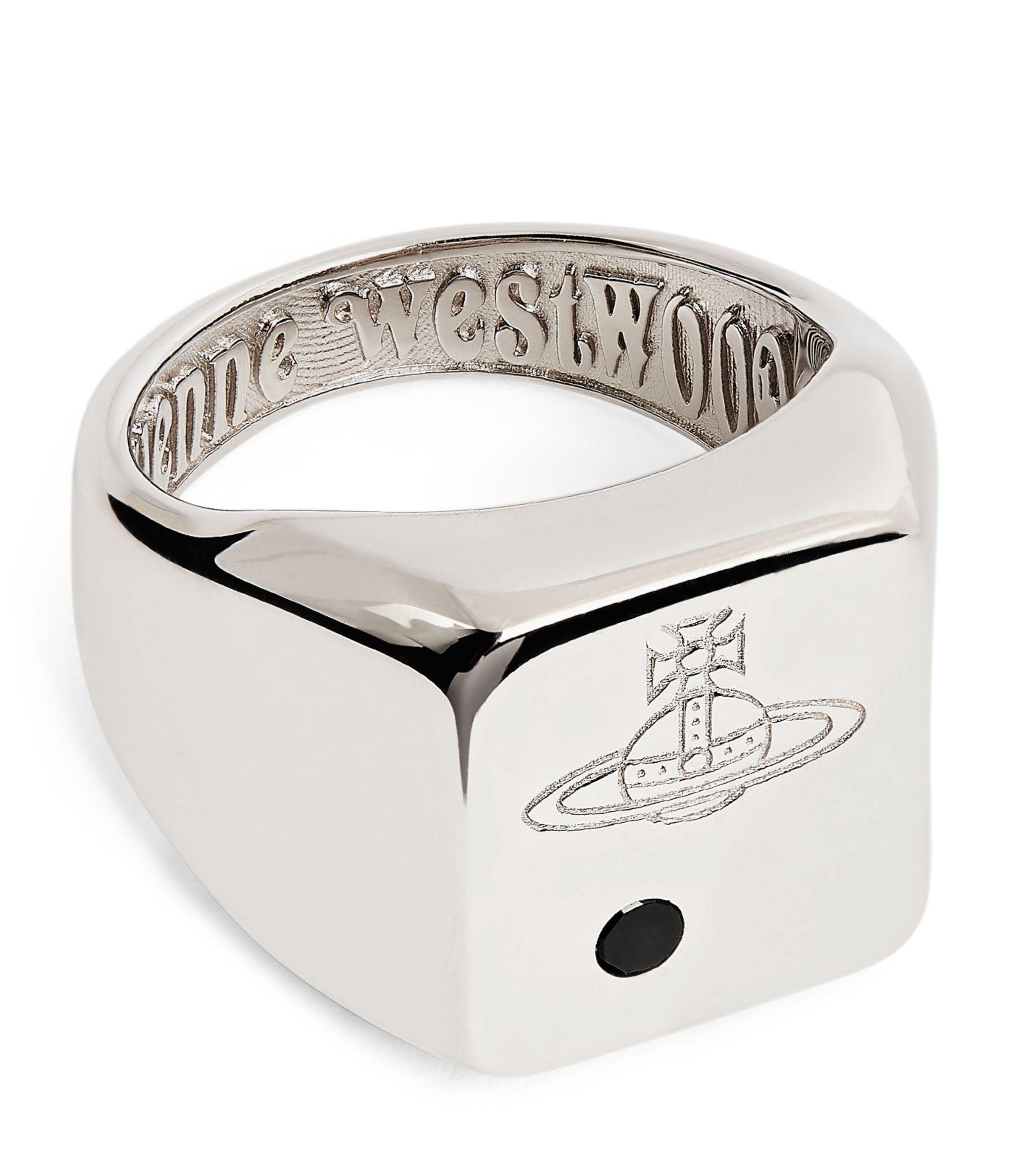 Vivienne Westwood Sterling Silver And Crystal Carlo Orb Signet Ring in  White for Men | Lyst