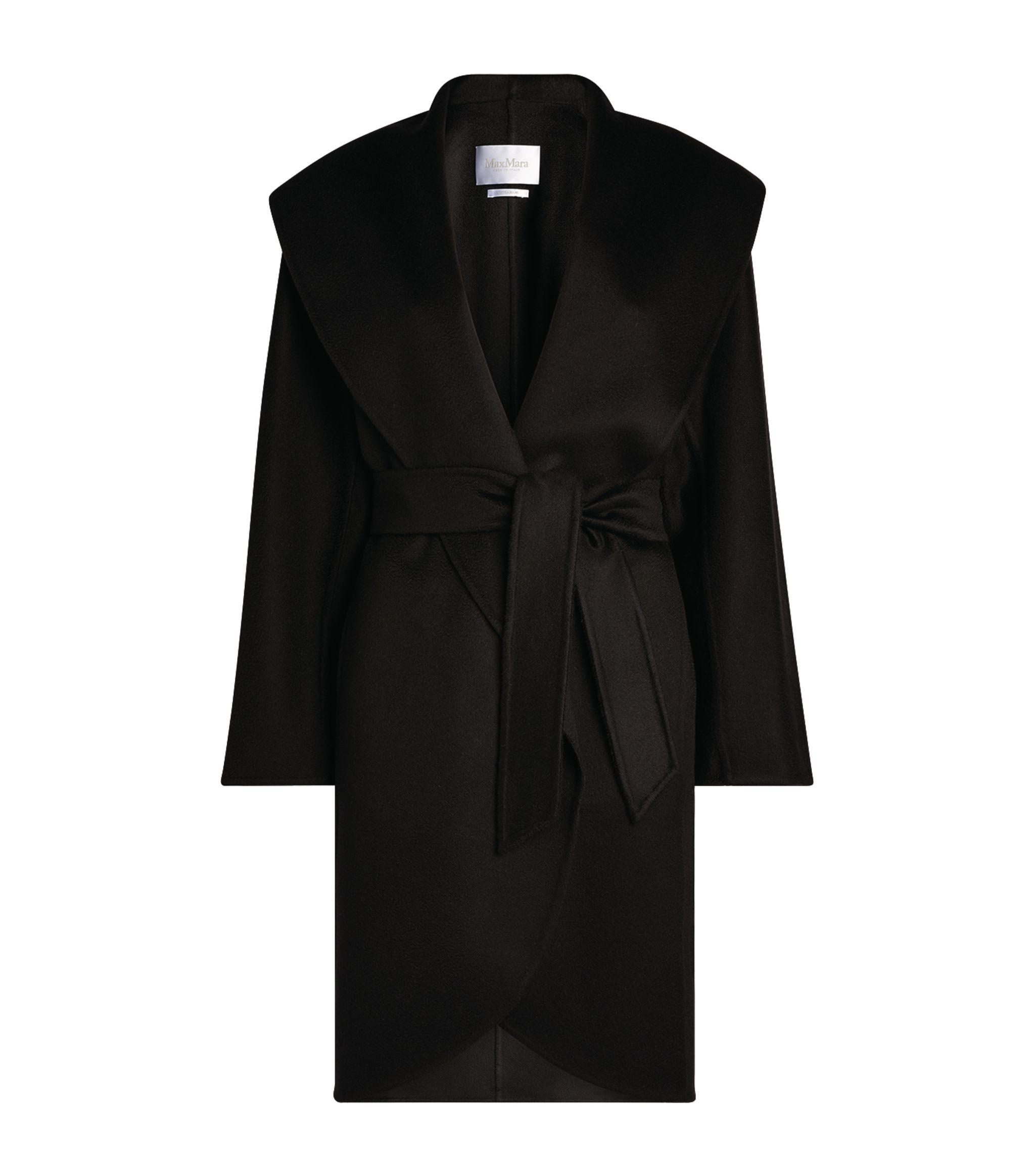 Max Mara Galles Cashmere Belted Coat in Black - Lyst