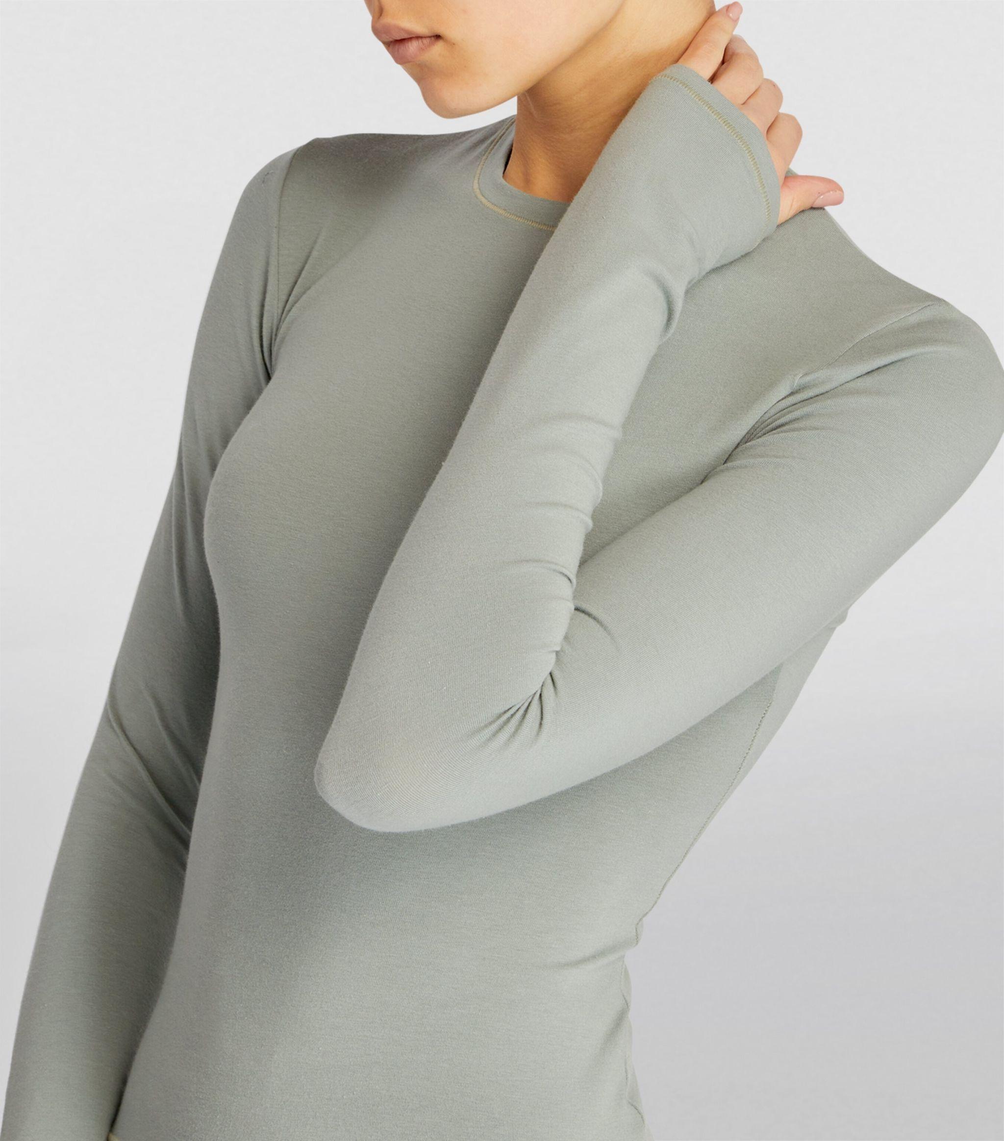 Skims Cotton-blend Long-sleeved T-shirt in Gray