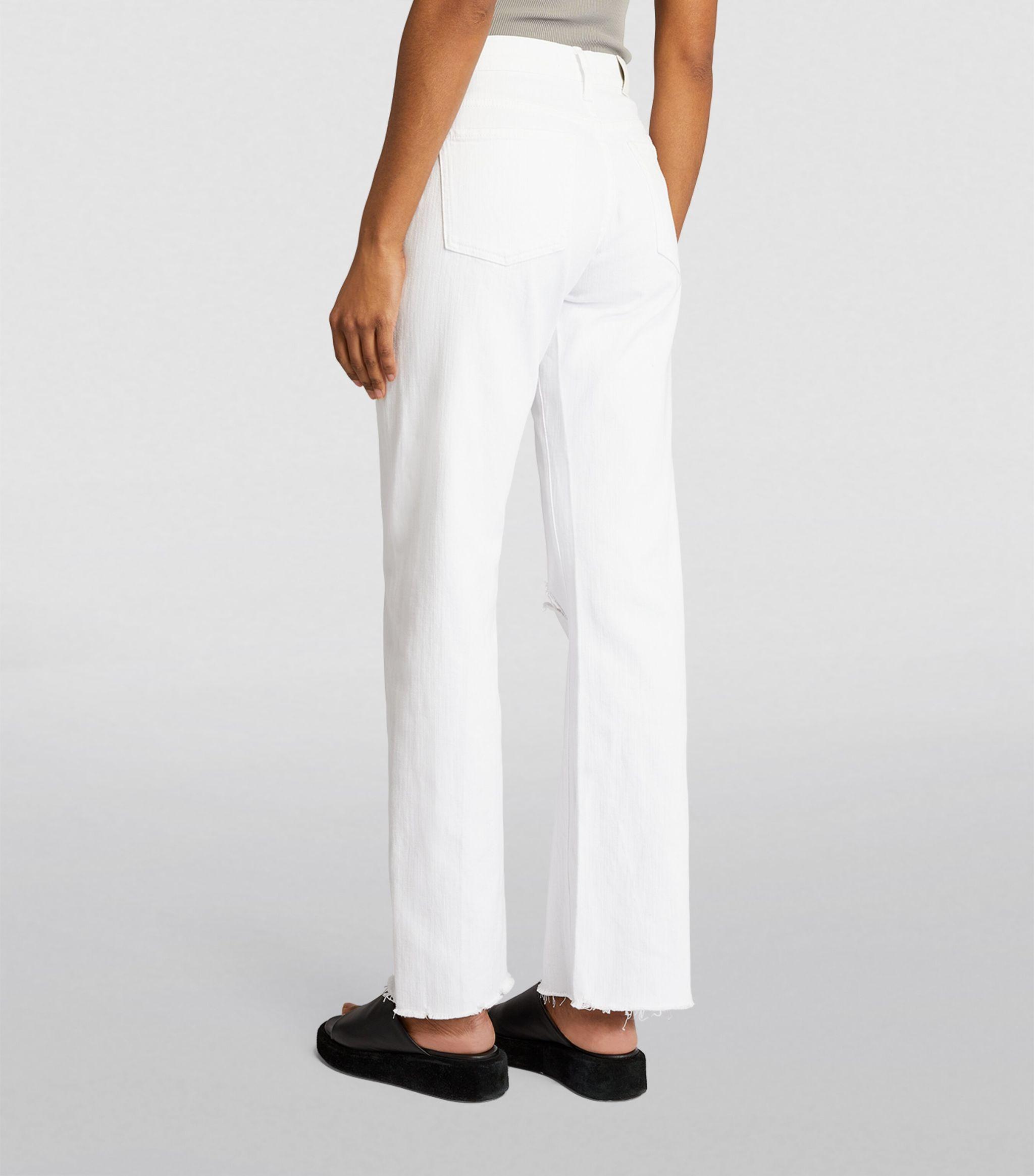 7 For All Mankind Tess High-rise Straight Jeans in White | Lyst
