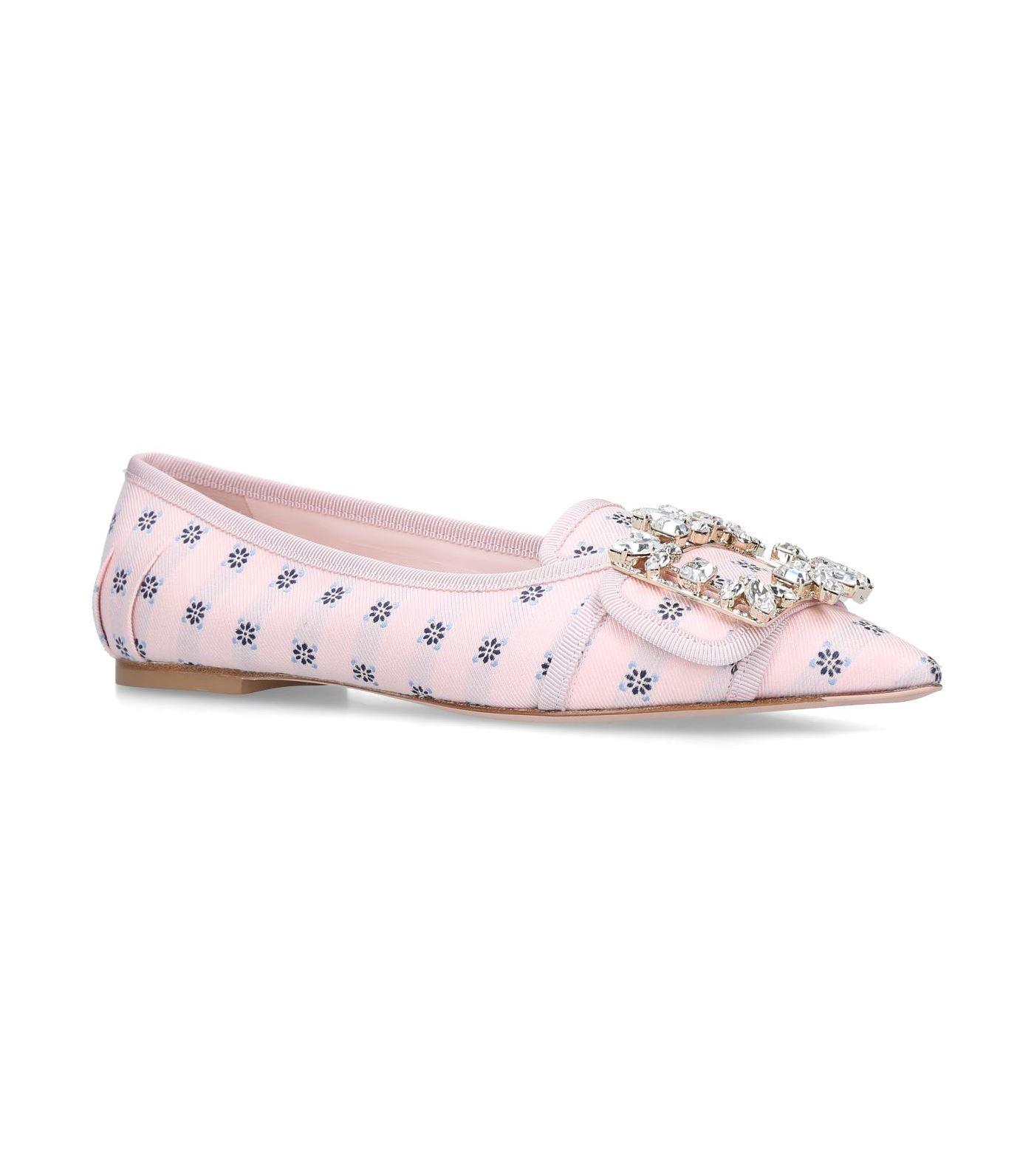 Roger Vivier Leather 10mm Buckle Printed Flats in Pink - Save 18 