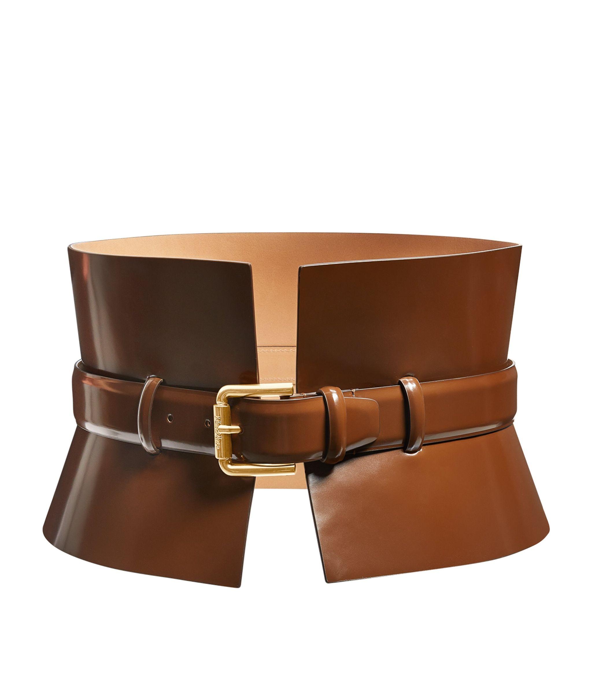 Max Mara Leather Corset Belt in Brown