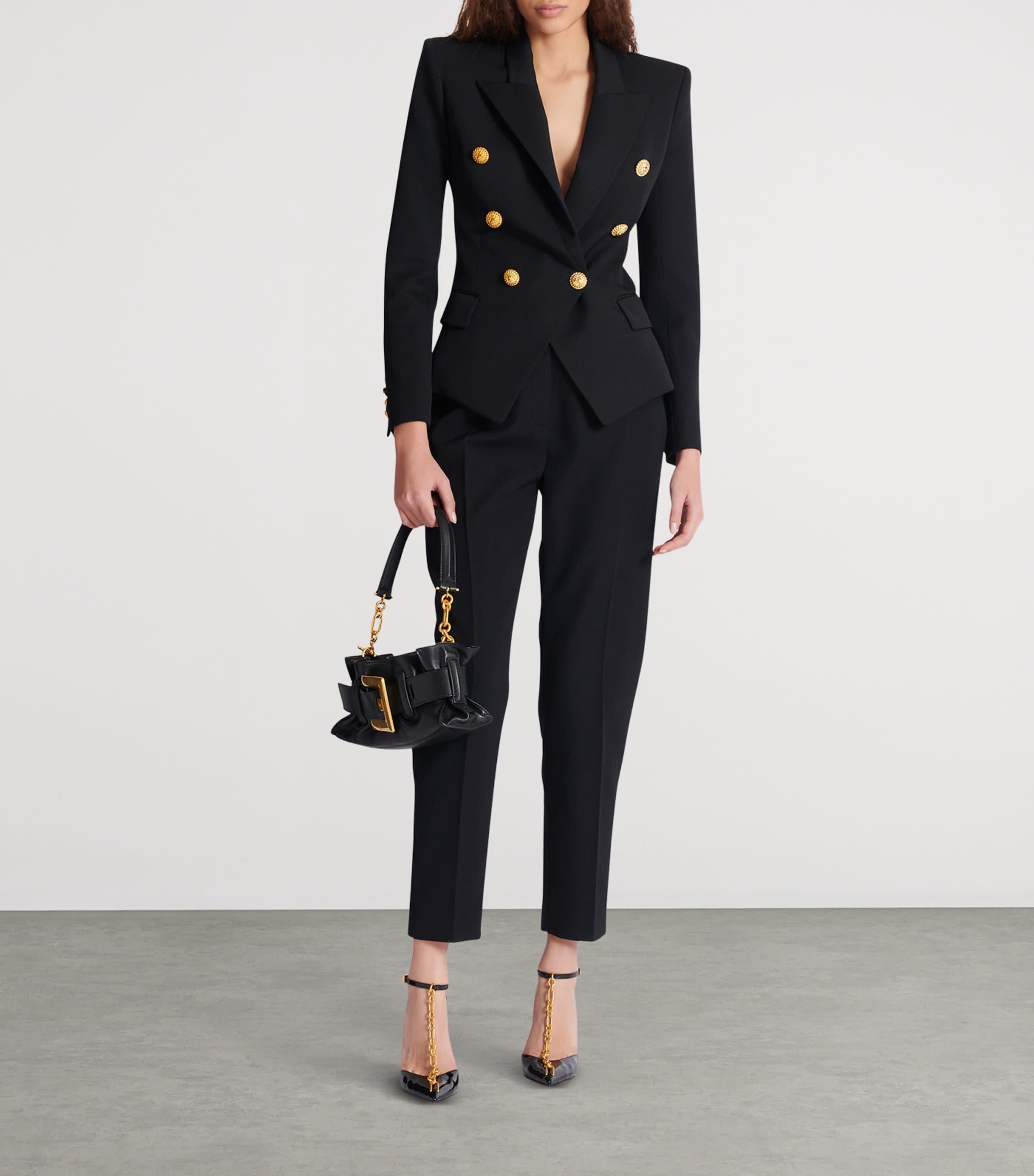 Balmain Wool Double-Breasted Blazer in Black Lyst UK