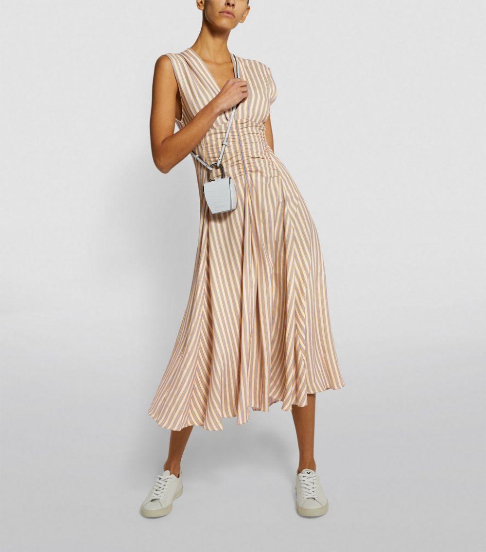 Sandro Synthetic Striped Midi Dress in Natural - Lyst
