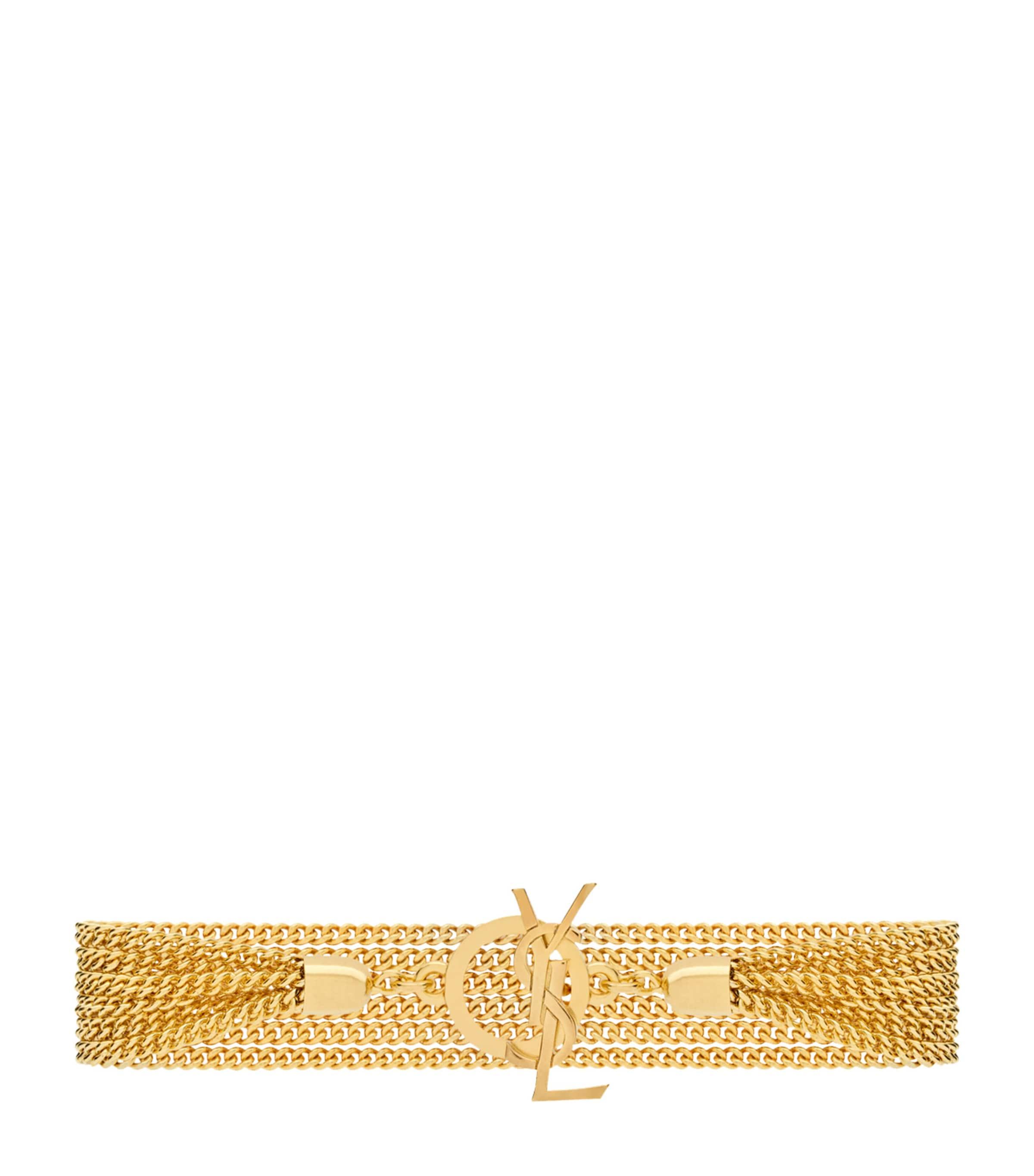 Saint Laurent Multi-Chain Cassandre Bracelet in Metallic Lyst UK