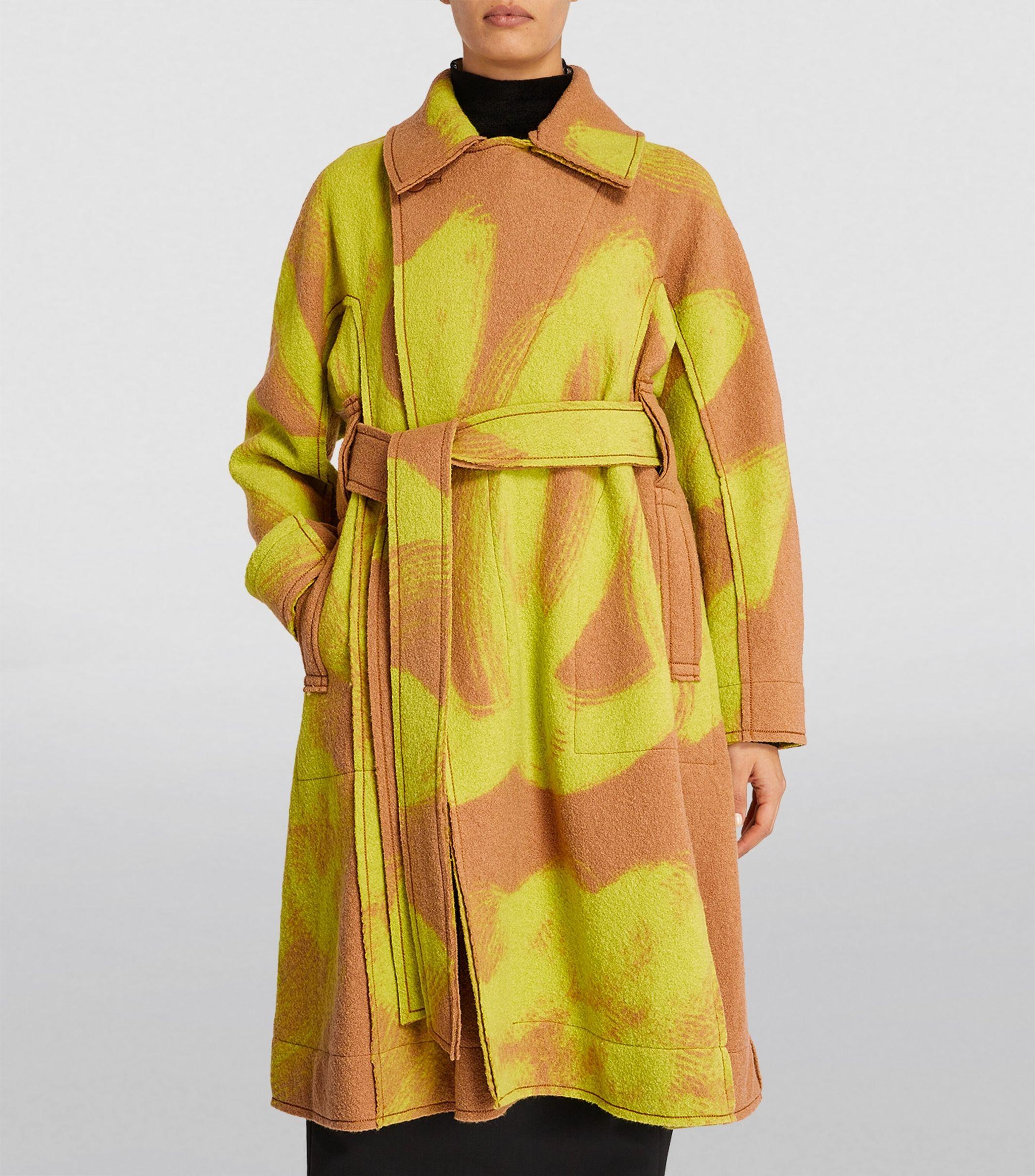 Issey Miyake Wool-blend Grow Coat in Yellow | Lyst