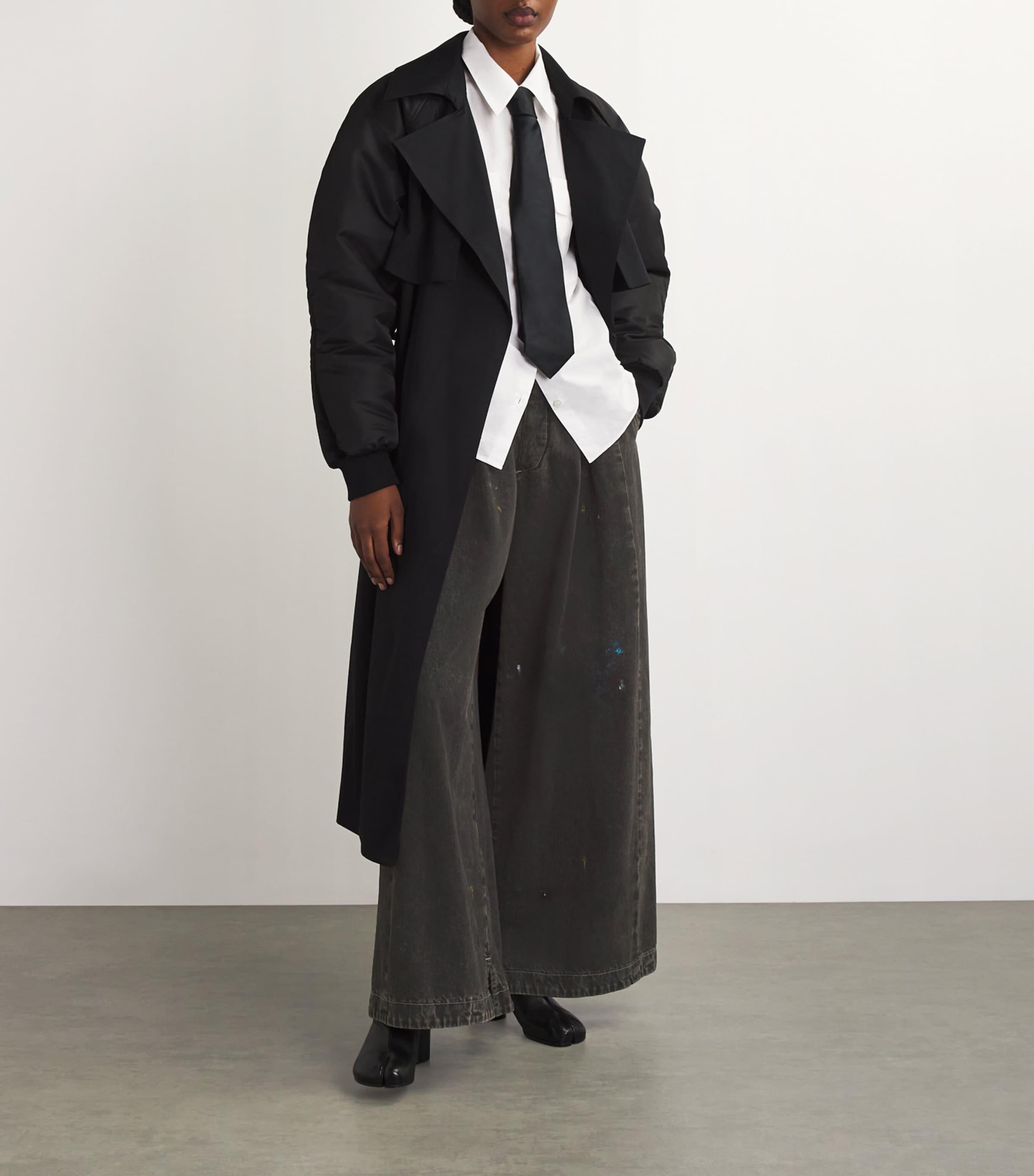 Maison Margiela Pleated Paint Wide-Leg Jeans in Black | Lyst