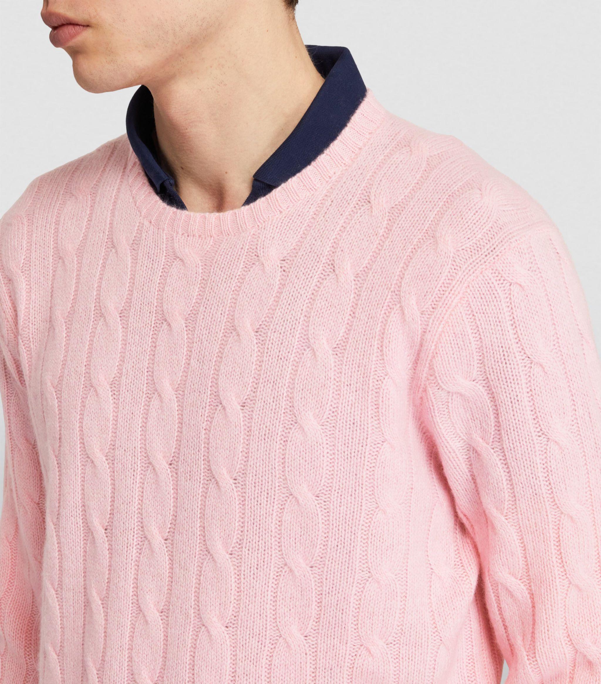 Polo Ralph Lauren Cashmere Cable-knit Sweater in Pink for Men | Lyst
