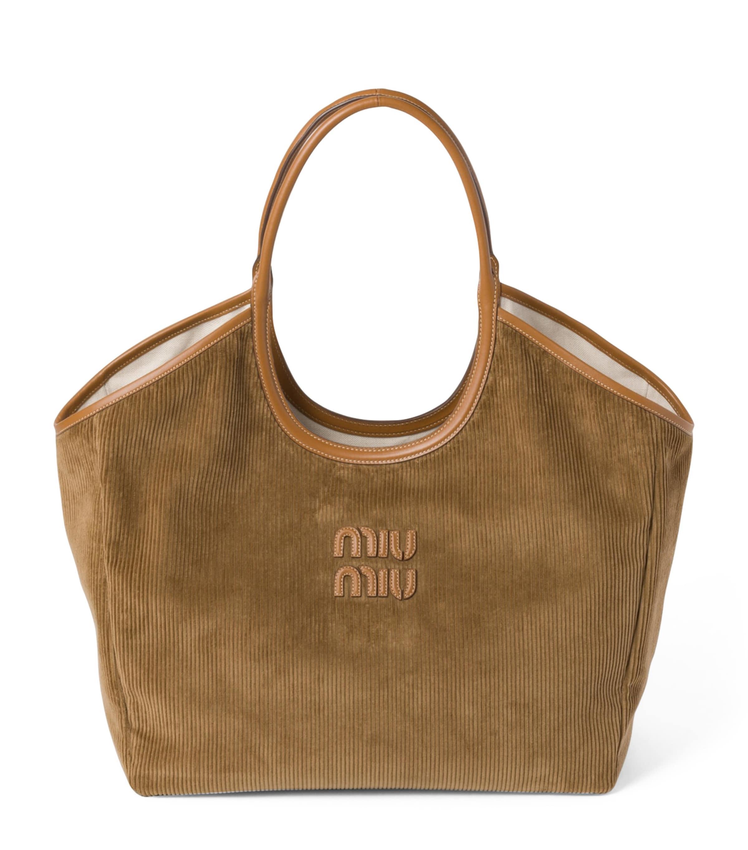 Miu Miu Large Corduroy Ivy Tote Bag in Brown | Lyst Canada