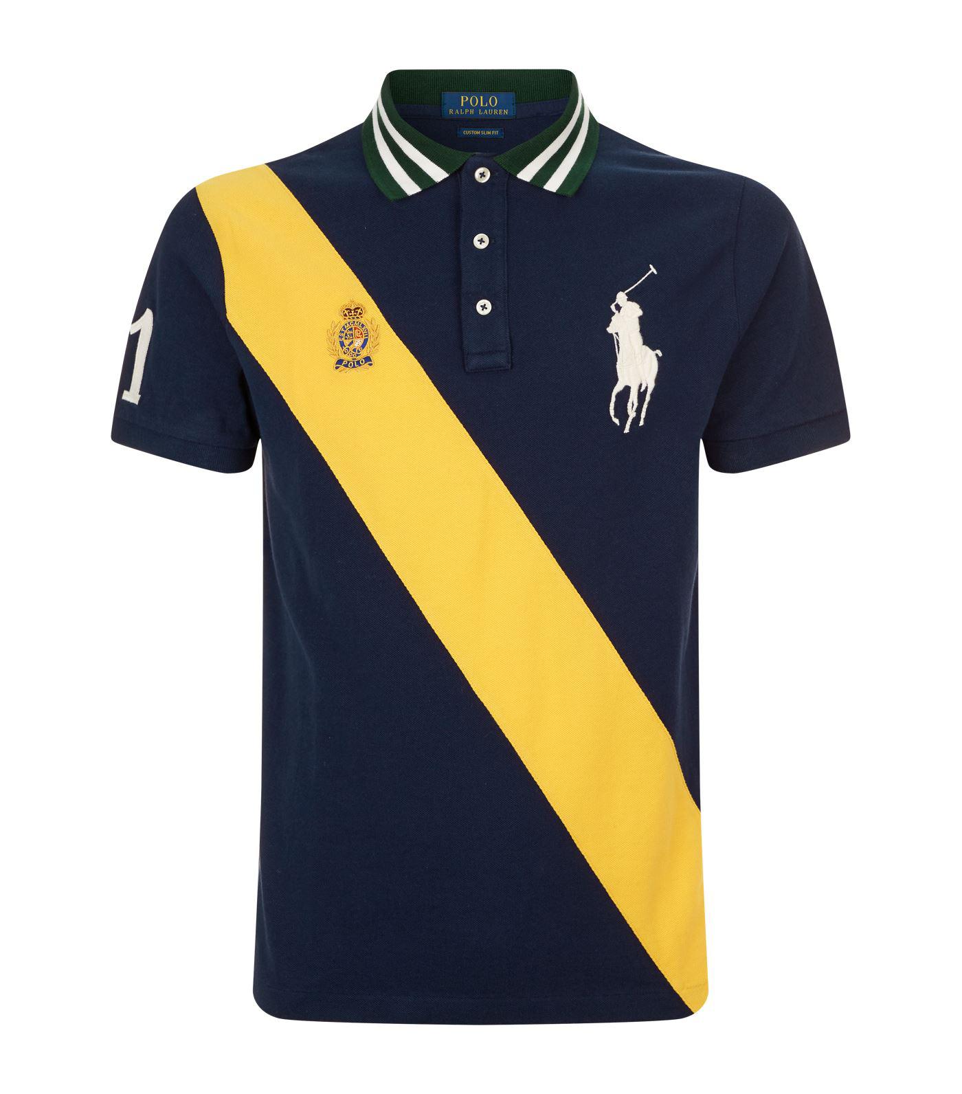 Polo Ralph Lauren Men's Brazil Mesh Polo Shirt Yellow Custom Slim