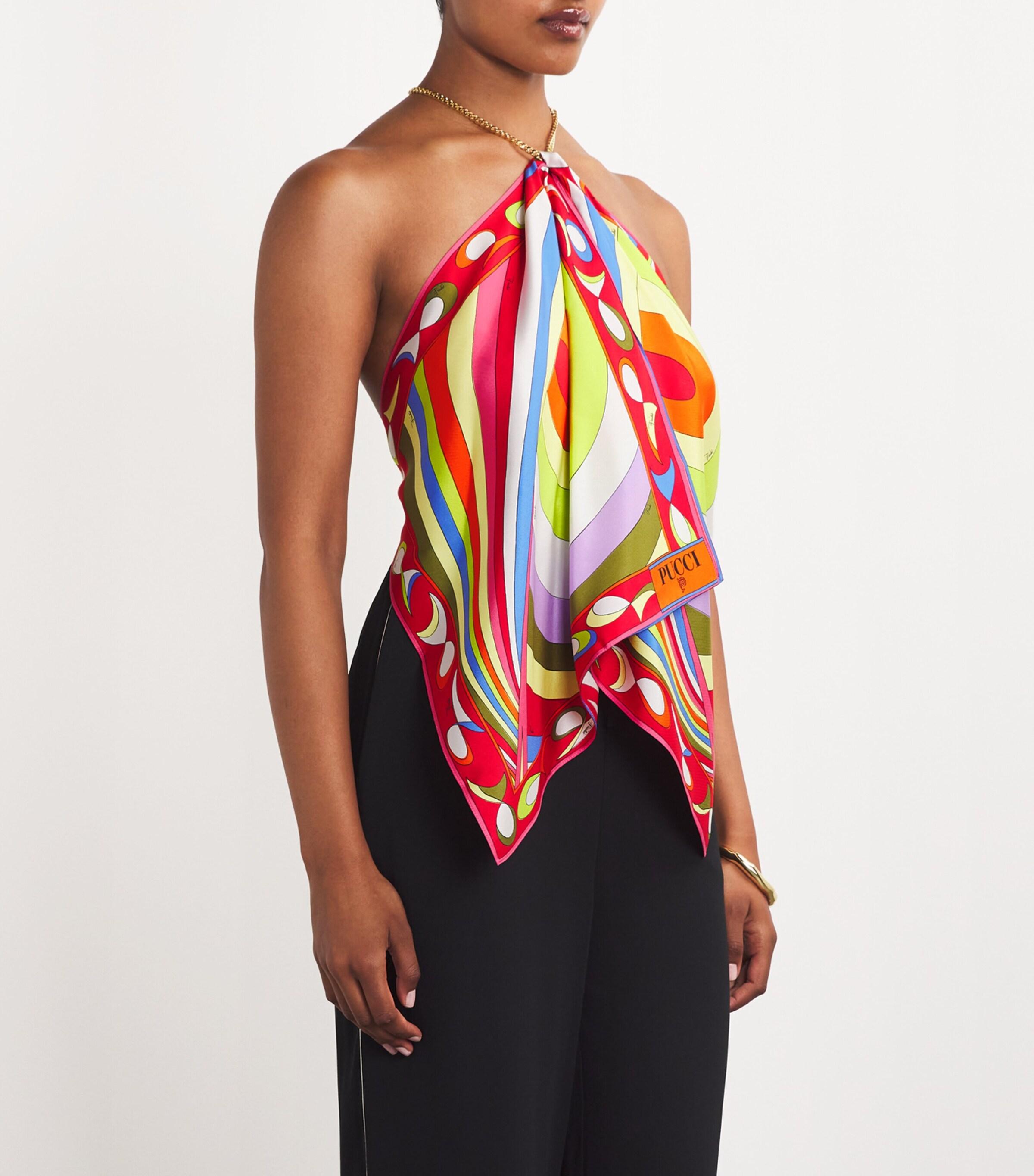Emilio Pucci Scarf Sale Emilio Pucci Iride-print Silk-twill Top Blue