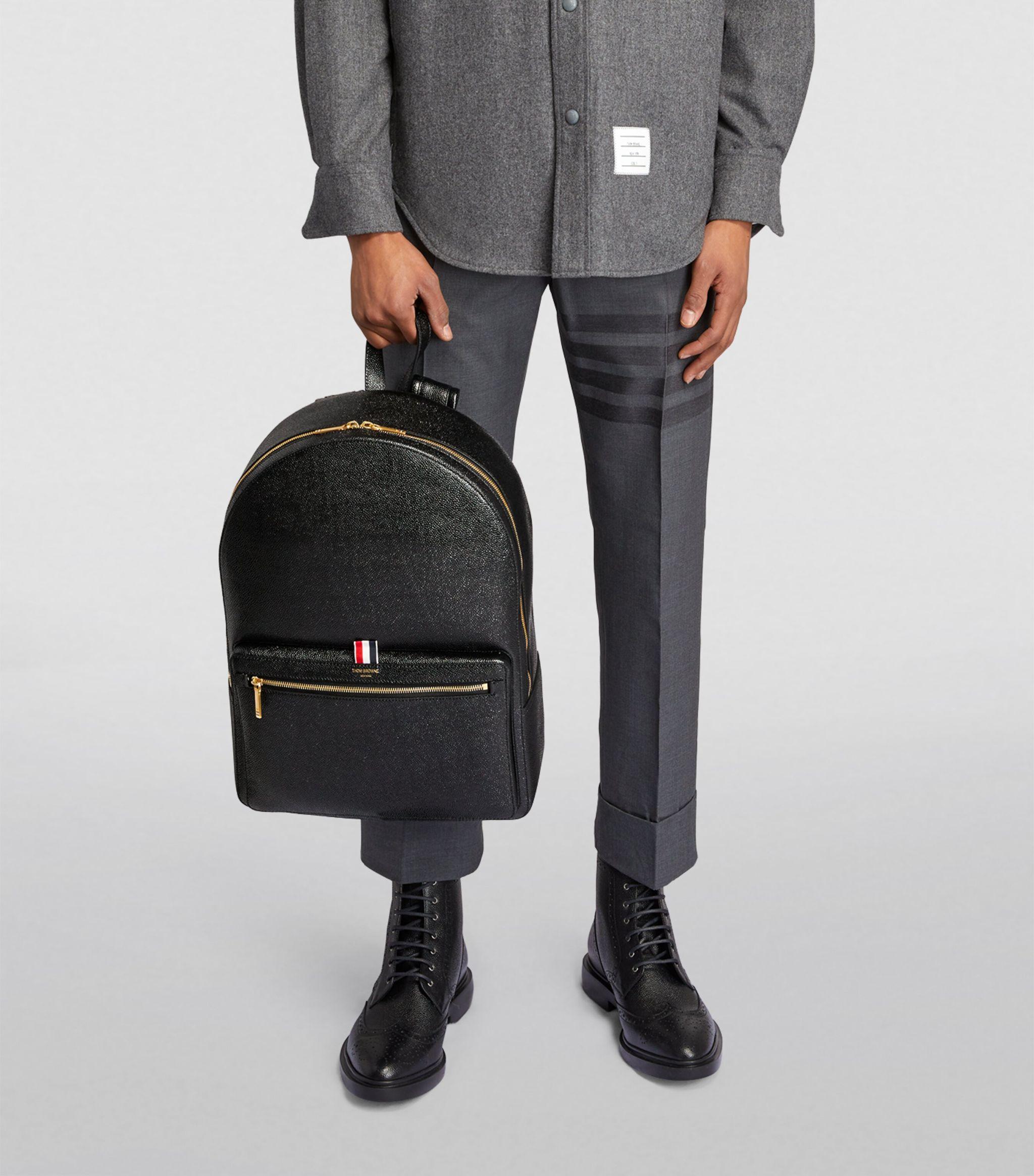 Thom Browne Leather Backpack in Black for Men | Lyst