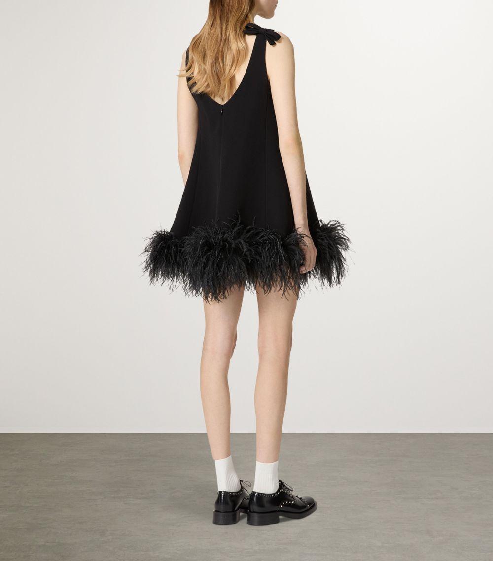 Black dress with feather hem hot sale