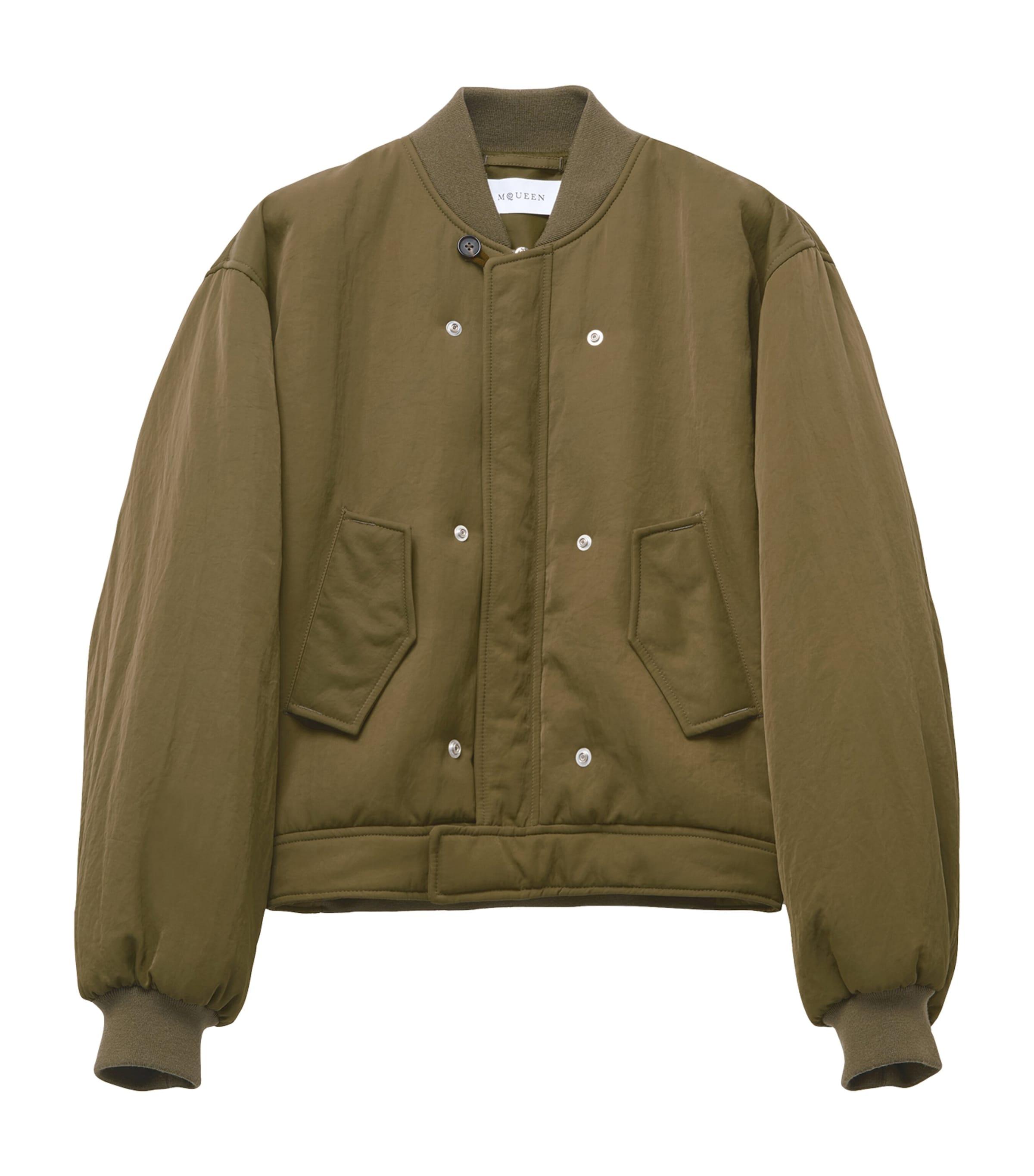 Alexander McQueen Double-Layer Bomber Jacket in Green for Alexander McQueen Double-Layer Bomber Jacket in Green for