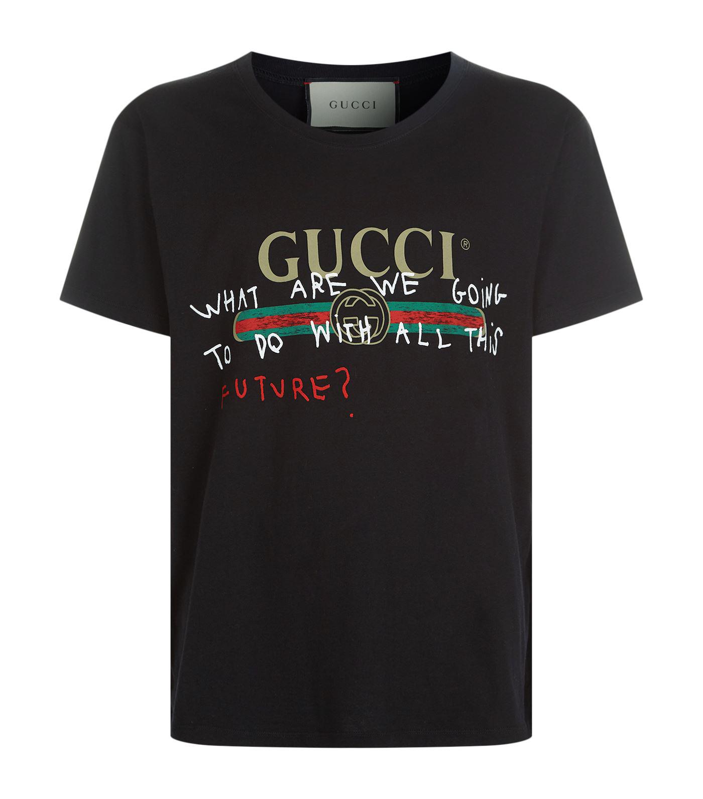 Lyst Gucci Logoprint Cotton Tshirt in Black for Men