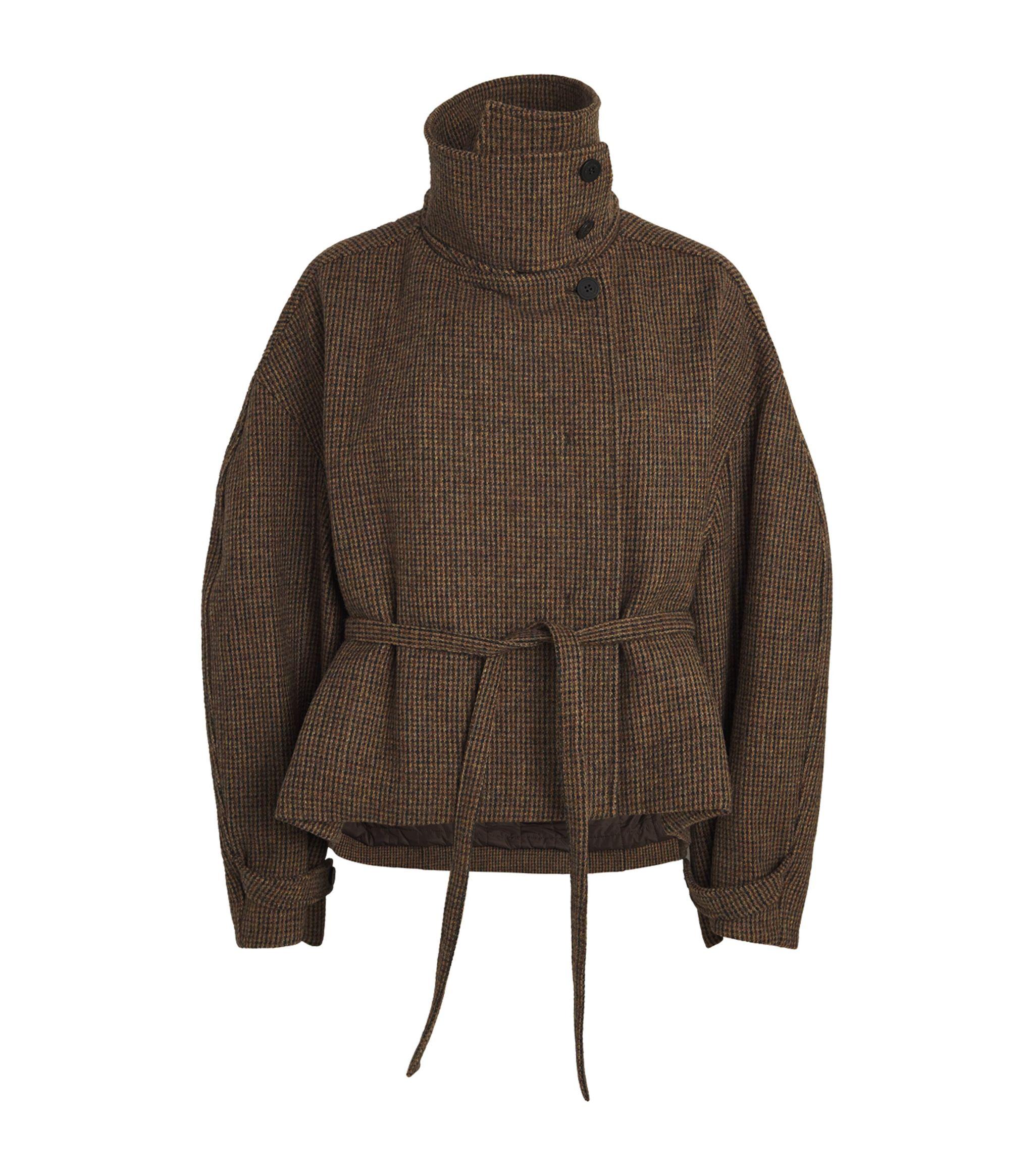LE17SEPTEMBRE Wool Tweed High-Neck Jacket in Brown | Lyst