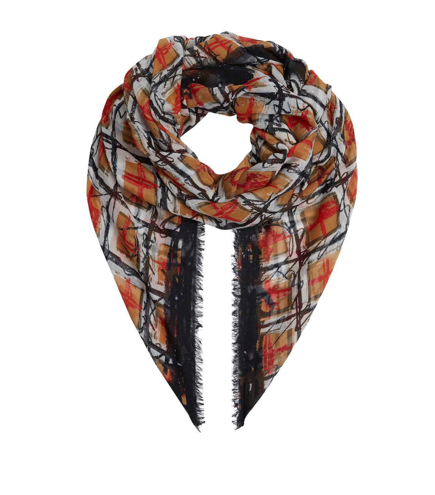 Burberry Cotton Scribble Check Scarf in 