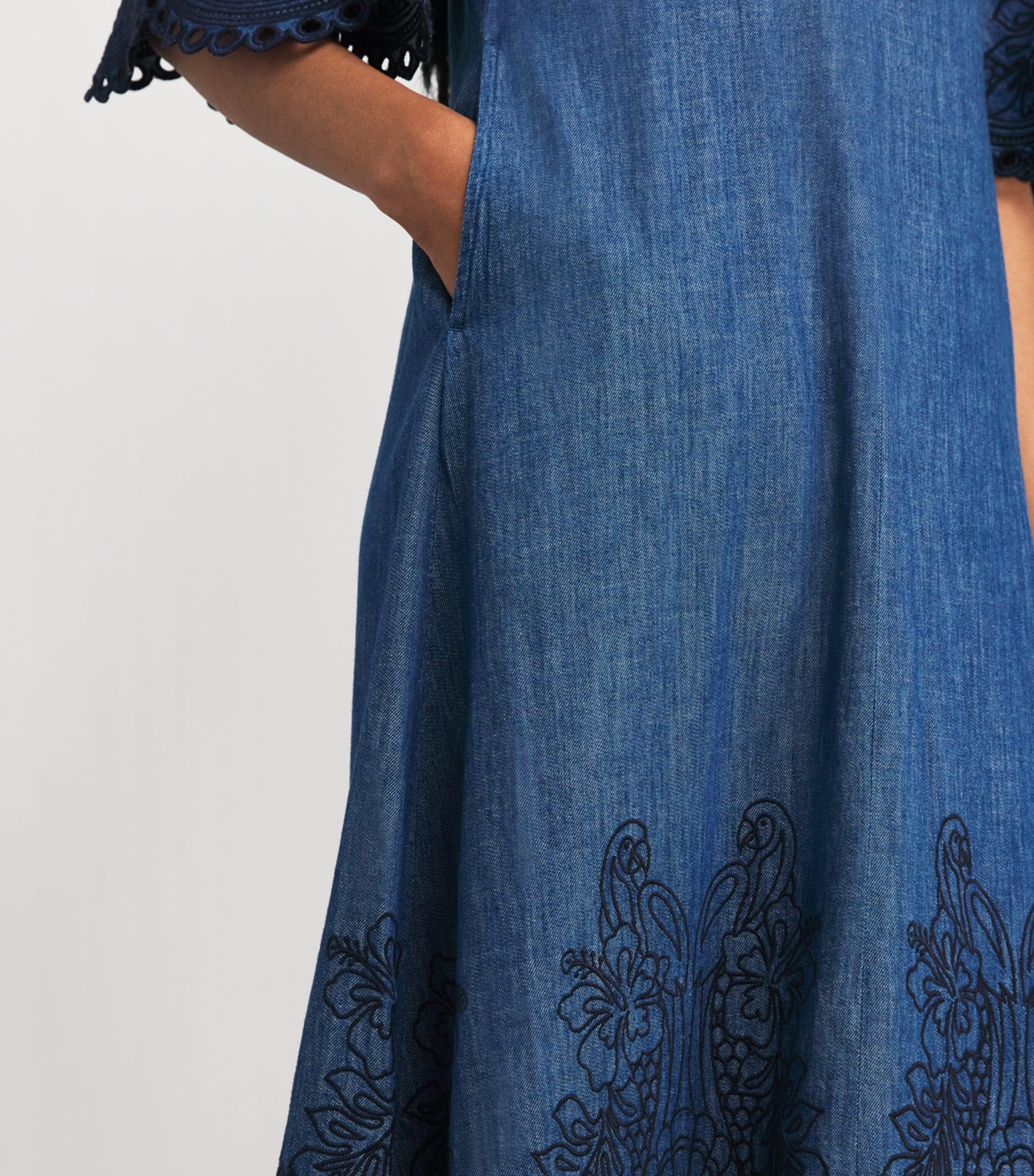 【Zimmermann】Coco embroidered denim maxi dress Zimmermann Women's Coco Embroidered Denim Dress | A.K. Rikk's