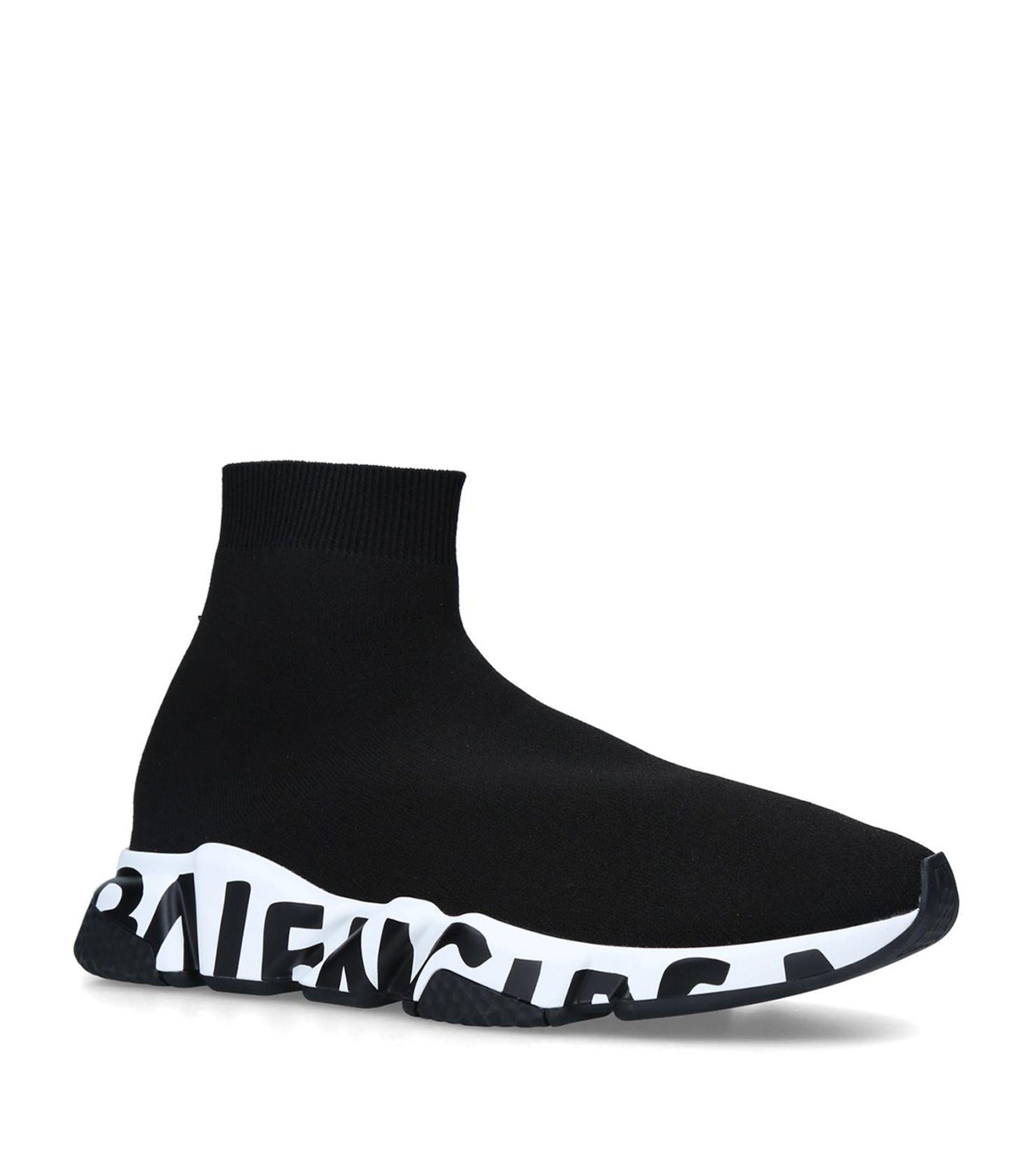 Balenciaga Synthetic Speed Graffiti Sole Knitted Trainers in Black ...