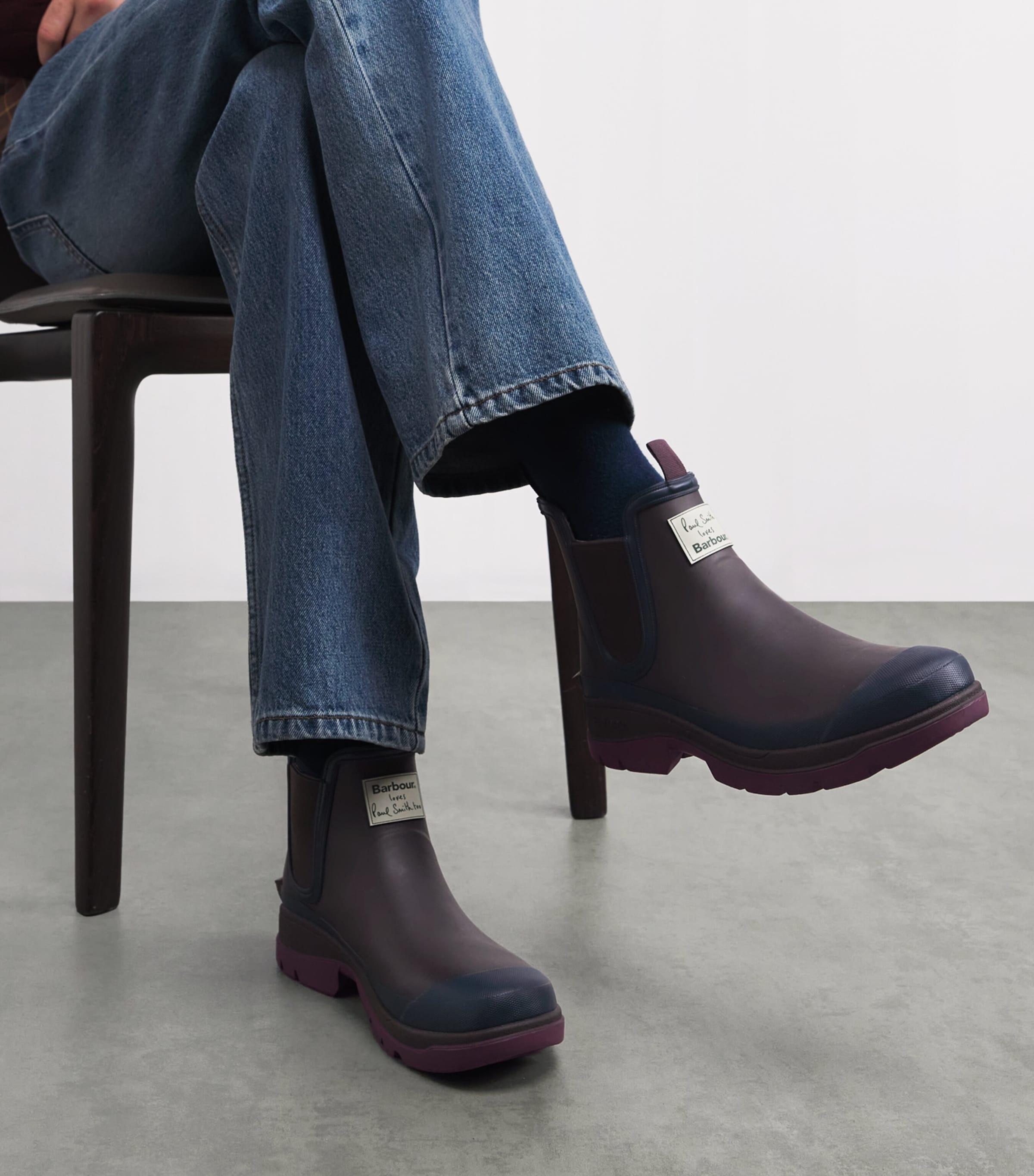Barbour X Paul Smith Chelsea Wellington Ankle Boots in Blue for