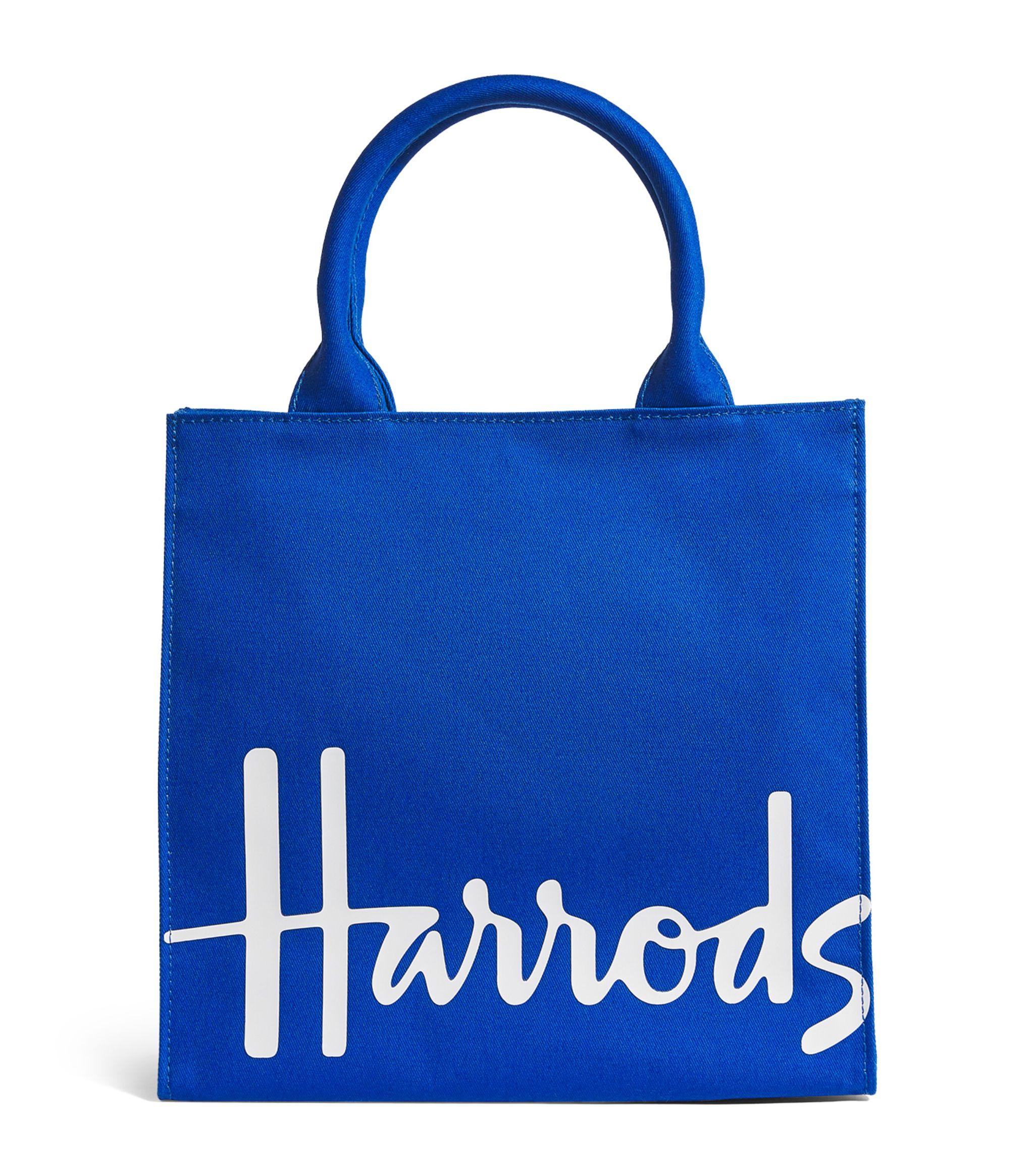 Harrods Small Cotton Logo Tote Bag in Blue Lyst UK