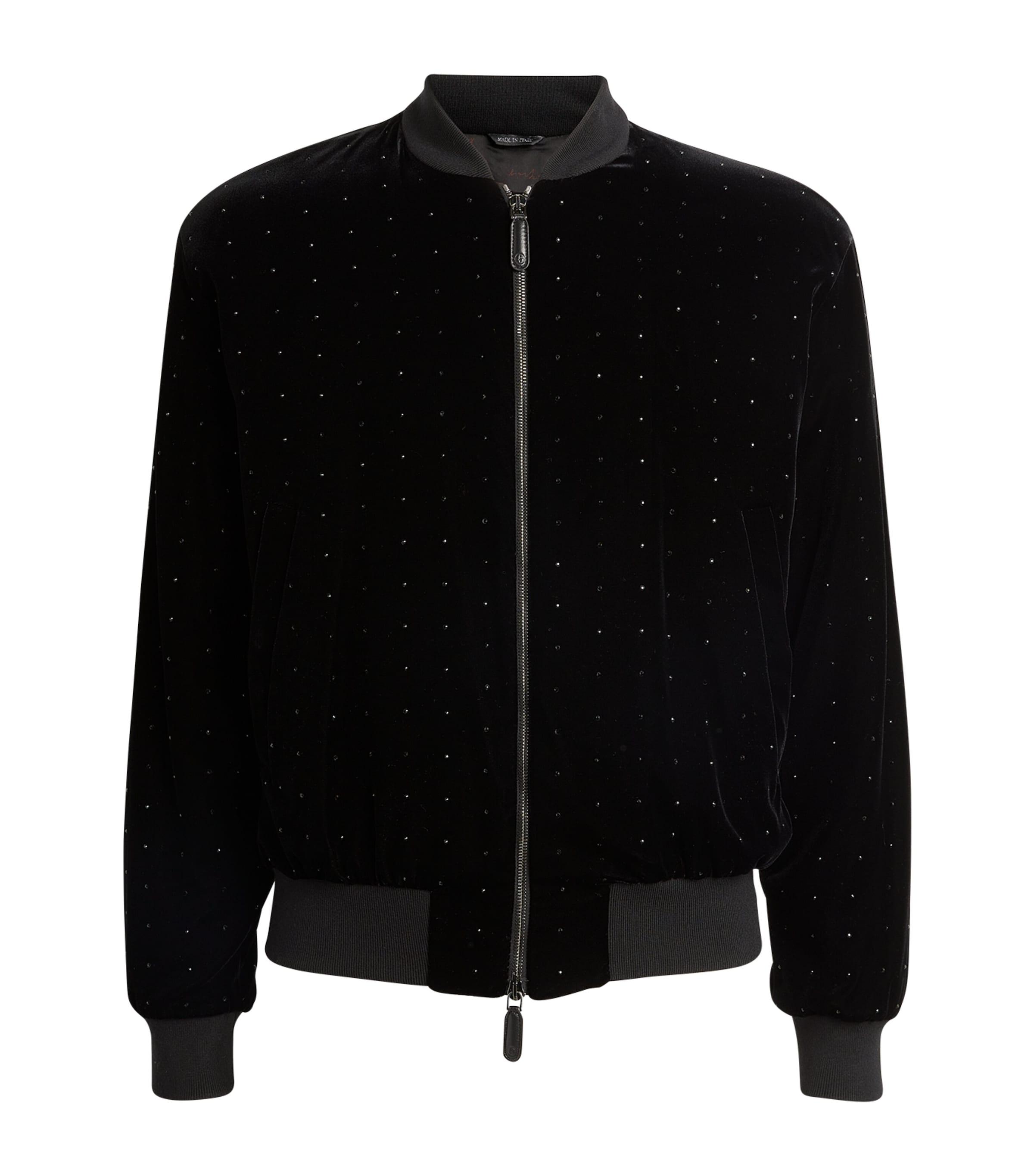 Black velour bomber jacket best sale