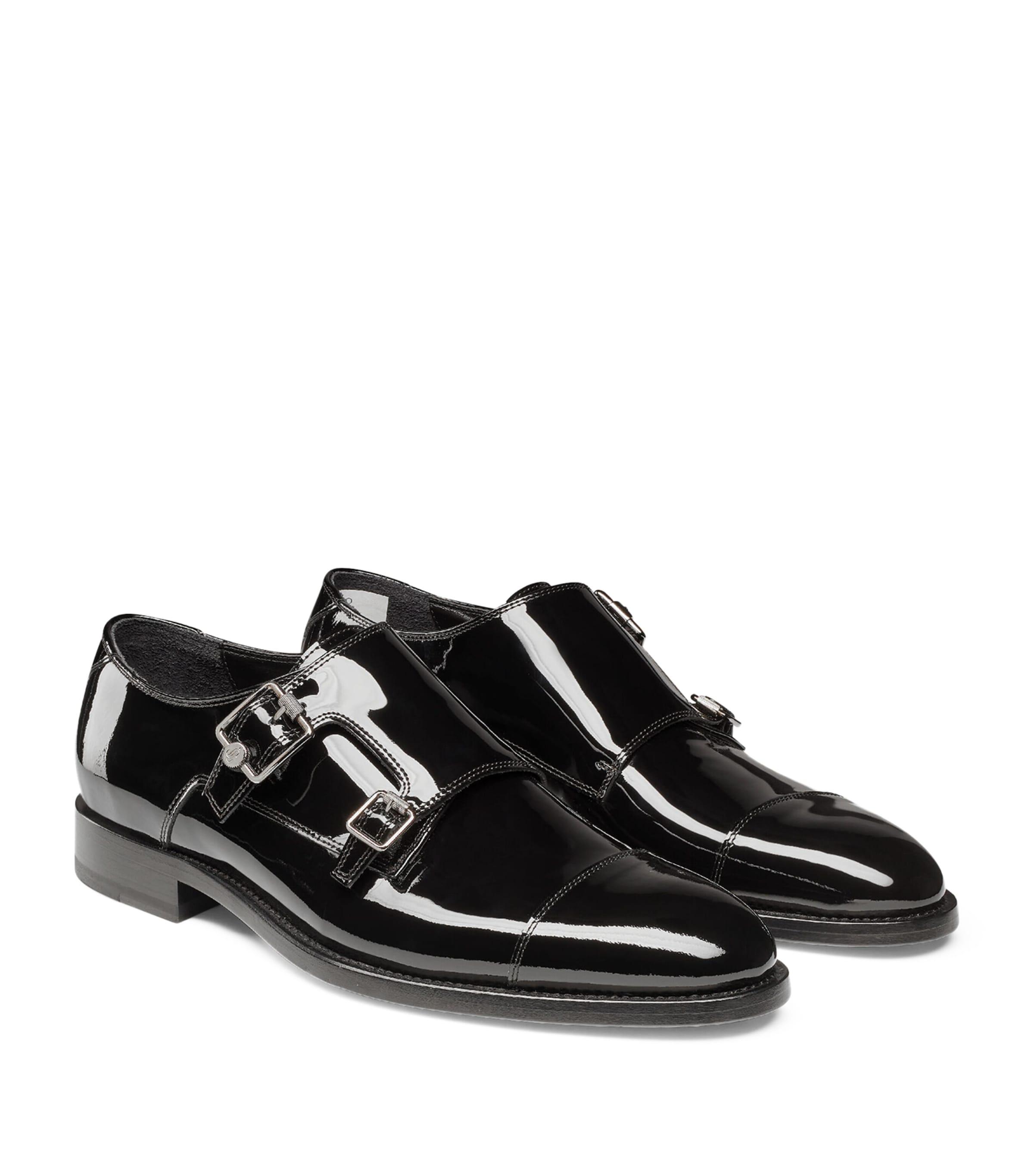 Jimmy Choo Finnion Monk Strap Leather Shoes in Black for Men 