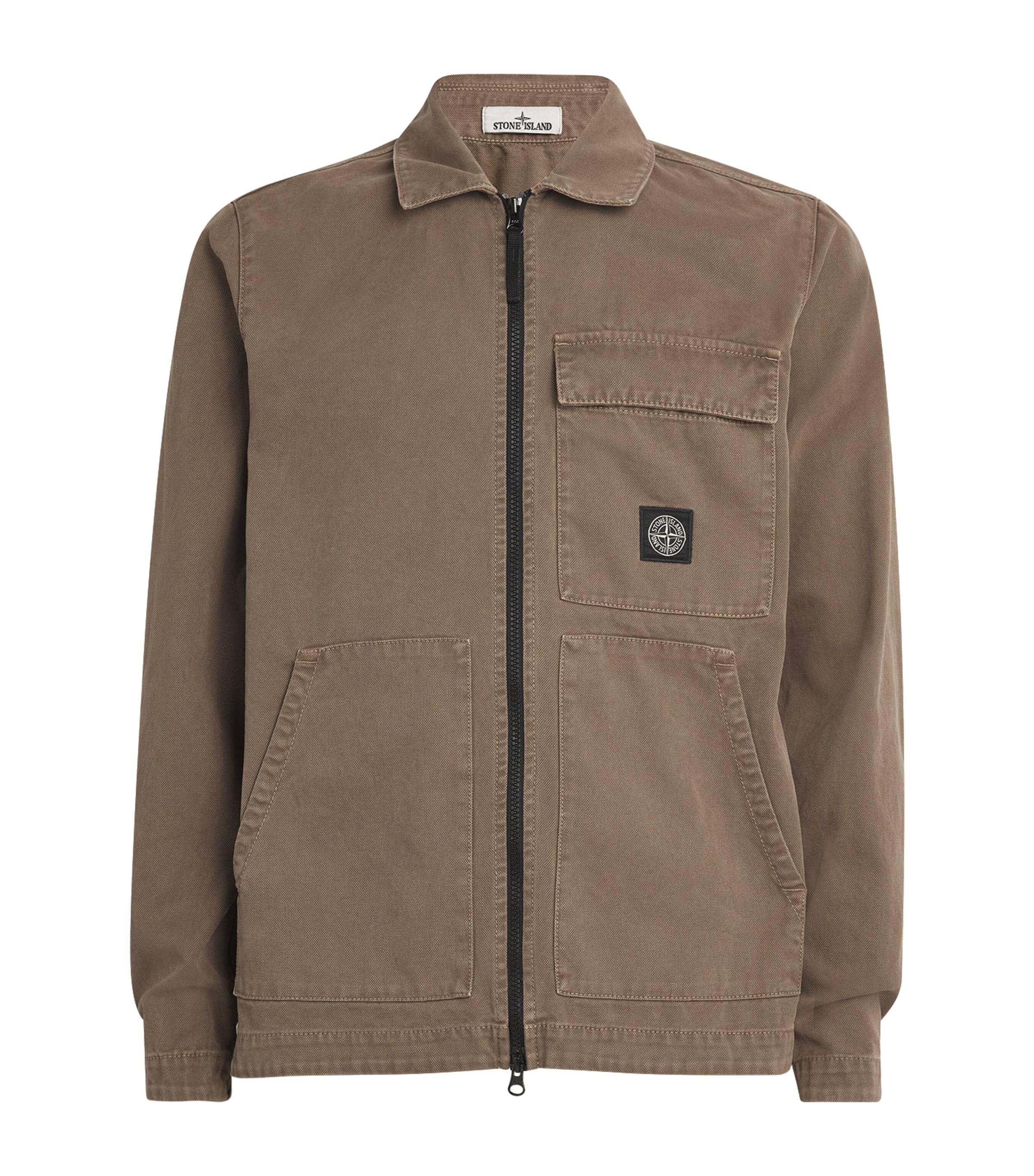 Stone Island Cotton Zip-Up Jacket in Brown for Men | Lyst