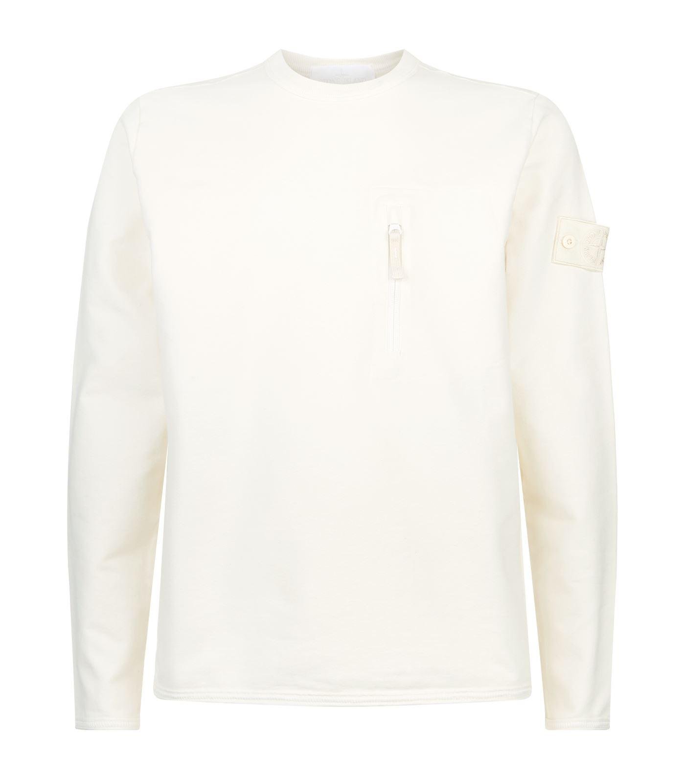 Stone Island Cotton Ghost Crew Neck Sweater in White for Men - Lyst