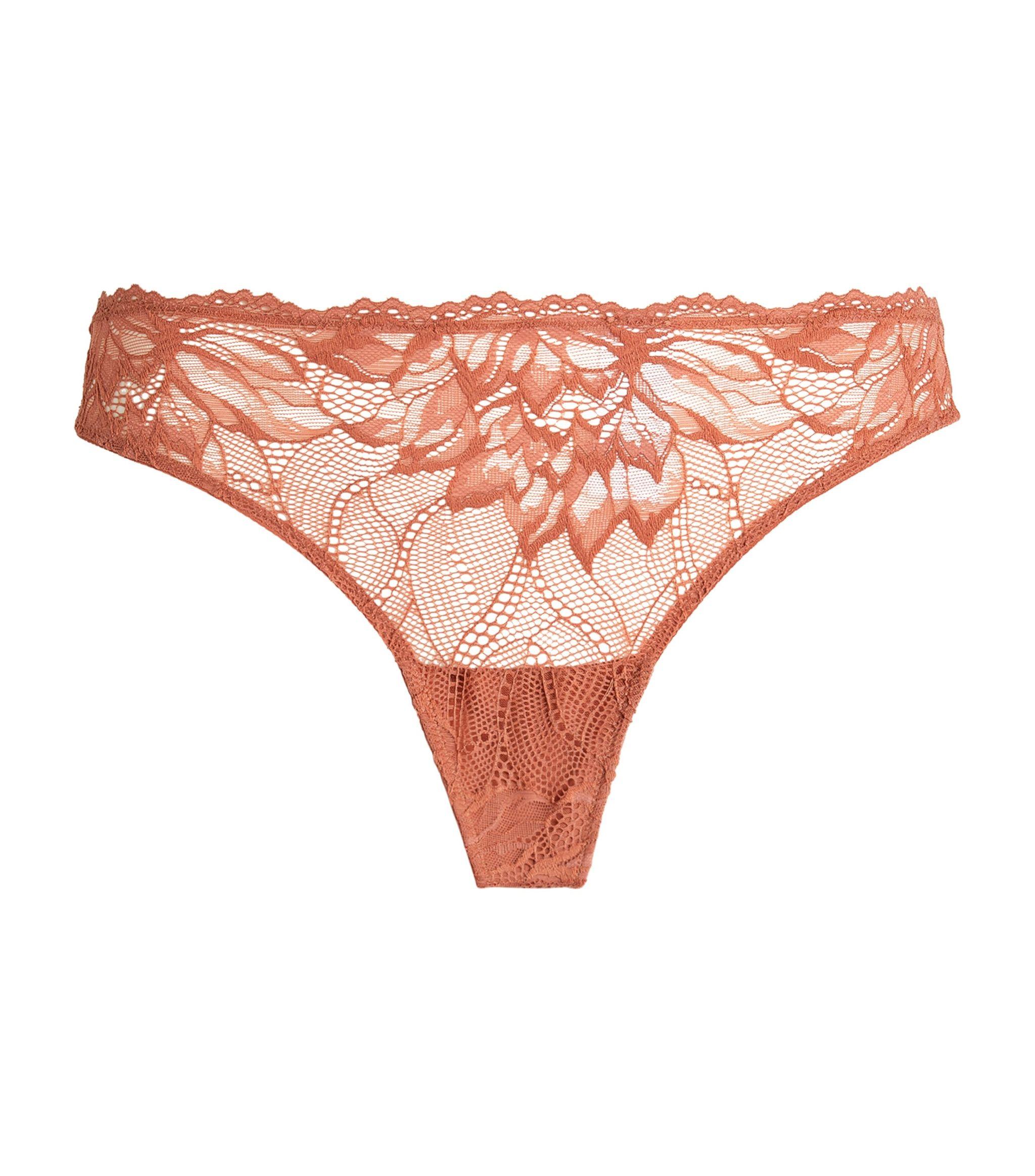 Calvin Klein Seductive Comfort Lace Thong in Pink | Lyst