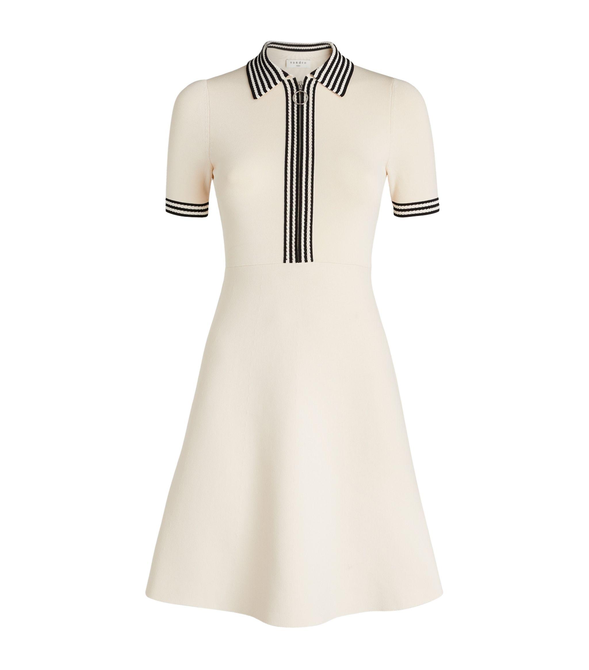 Sandro Synthetic Knitted Polo Dress in Natural Lyst
