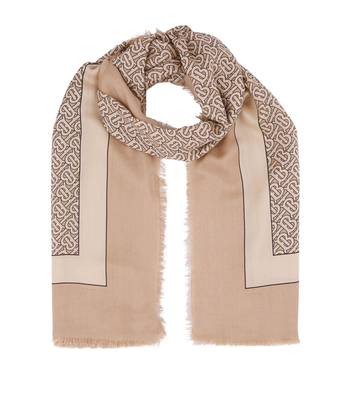 Burberry Monogram Cashmere Scarf in Brown - Lyst