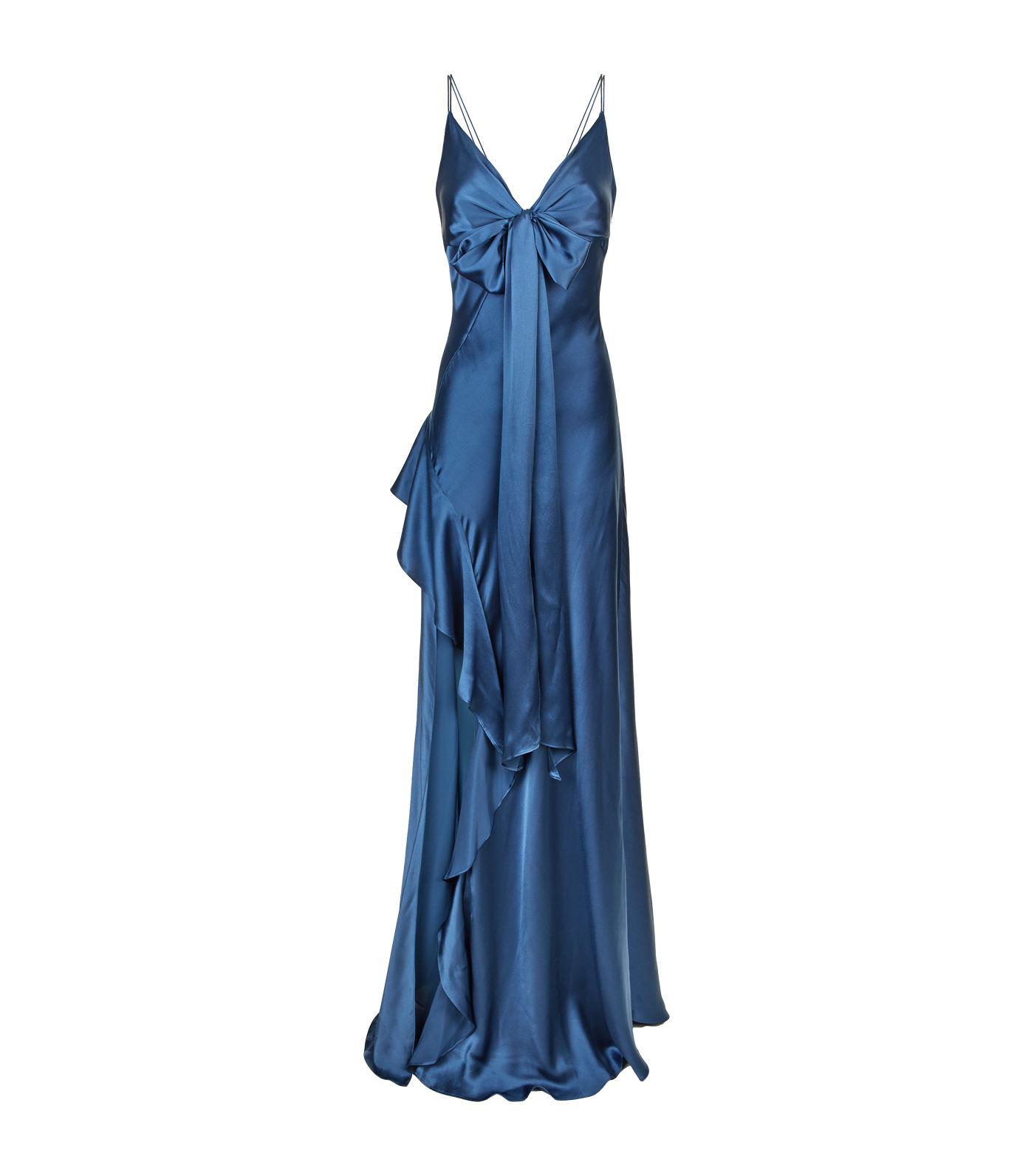 silk blue maxi dress