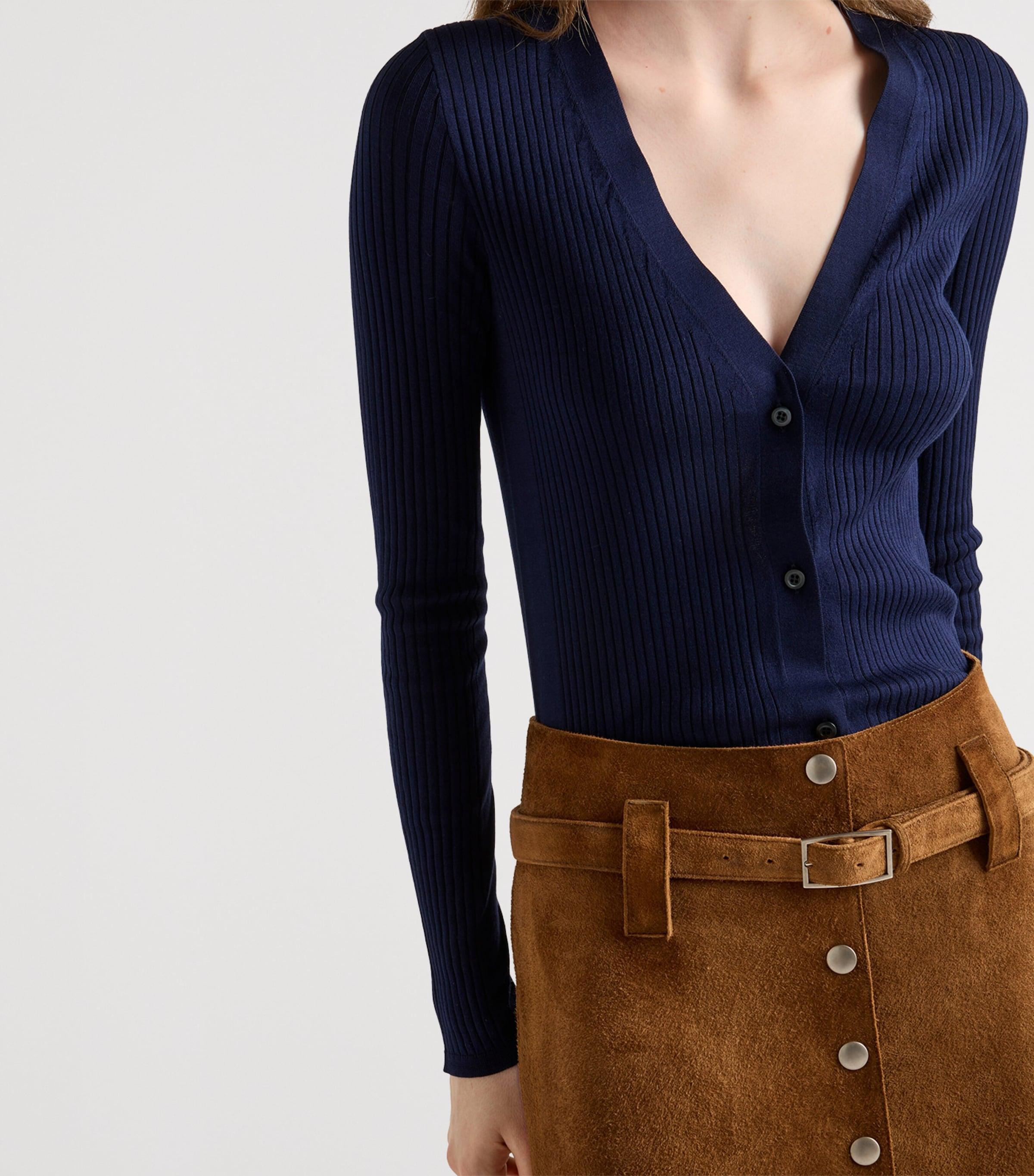 Prada Cotton Slim-Fit Cardigan in Blue Lyst UK