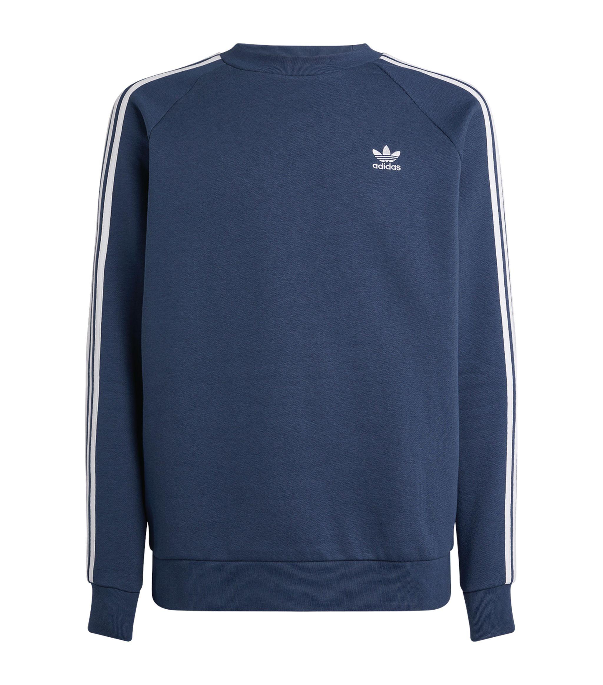 adidas Originals Cotton 3-stripes Sweatshirt in Blue for Men - Lyst