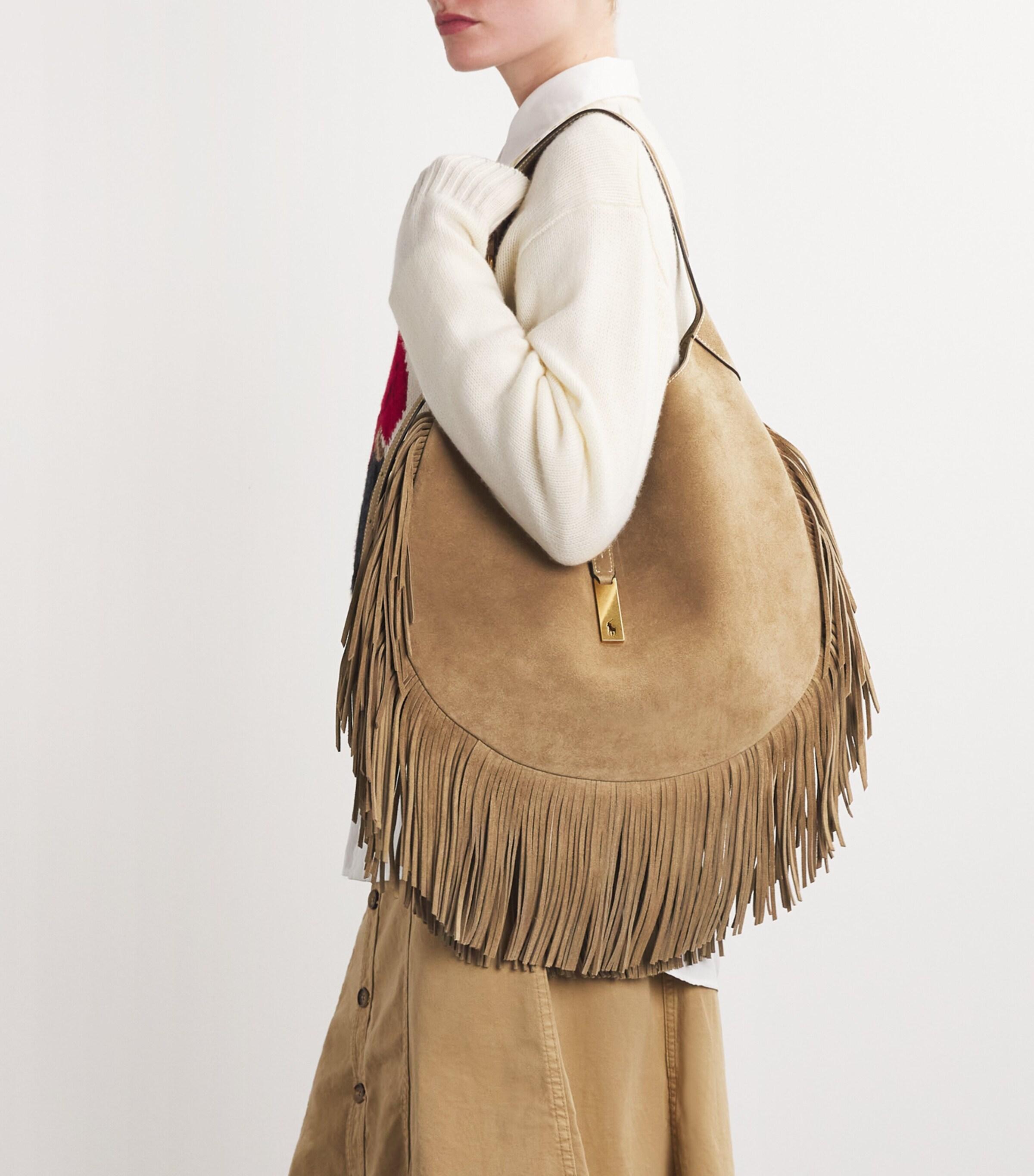 たっぷり収納【Ralph Lauren】Polo ID Suede Large Shoulder Bag Polo Ralph Lauren Polo ID Suede Large Satchel Bag | Neiman