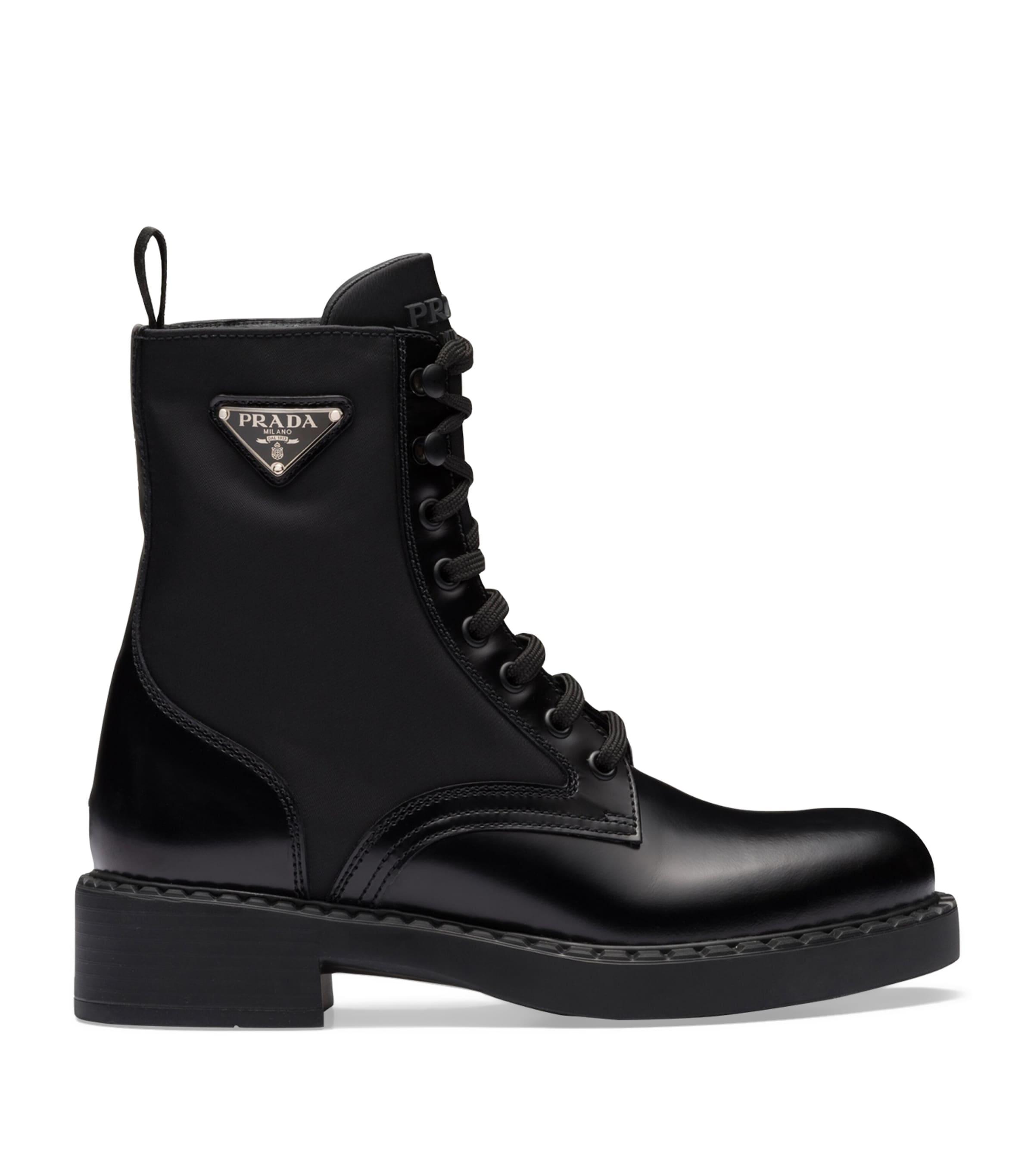 Prada Leather Biker Boots in Black Lyst UK