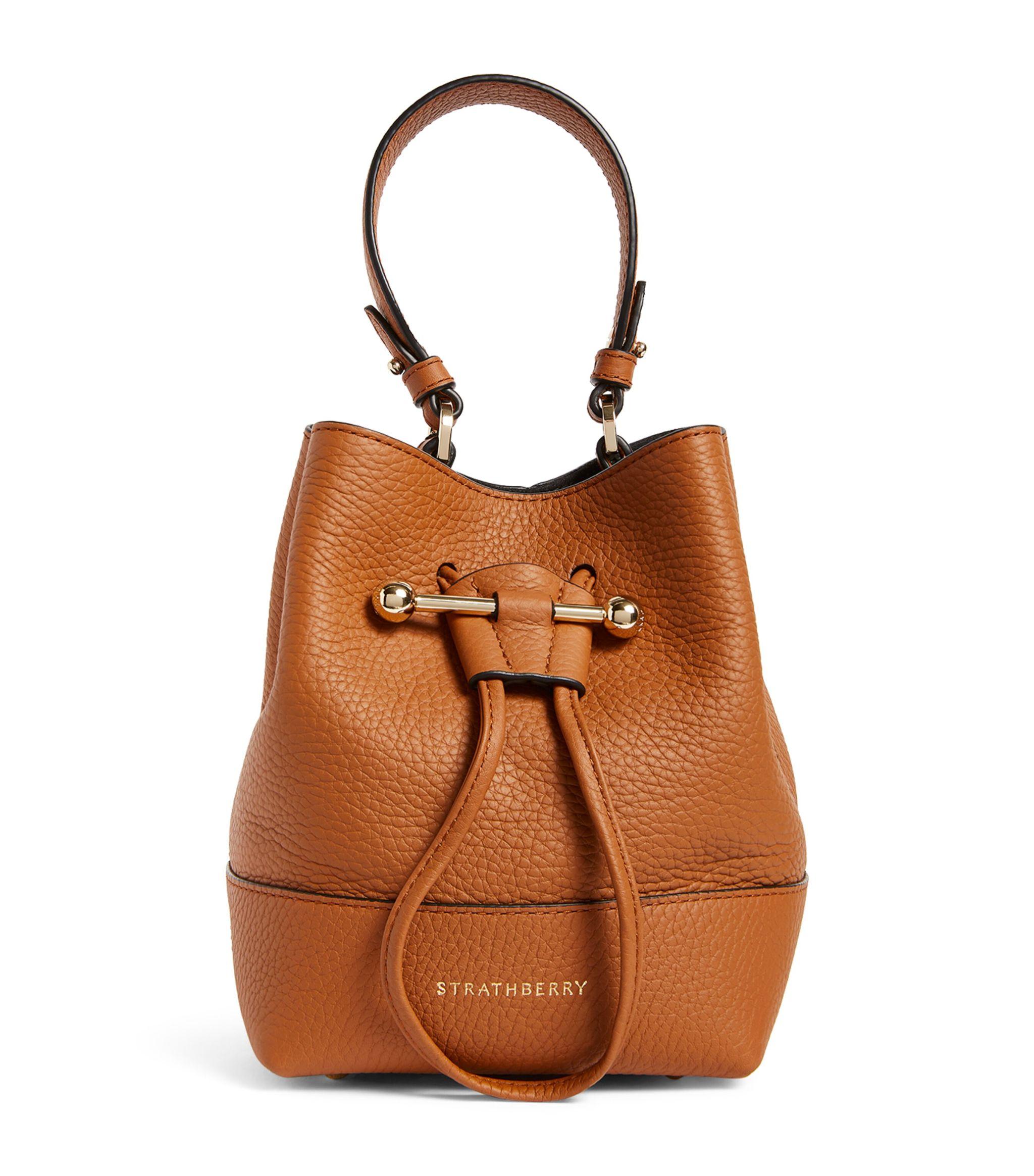 Strathberry Small Leather Lana Osette Bucket Bag in Brown