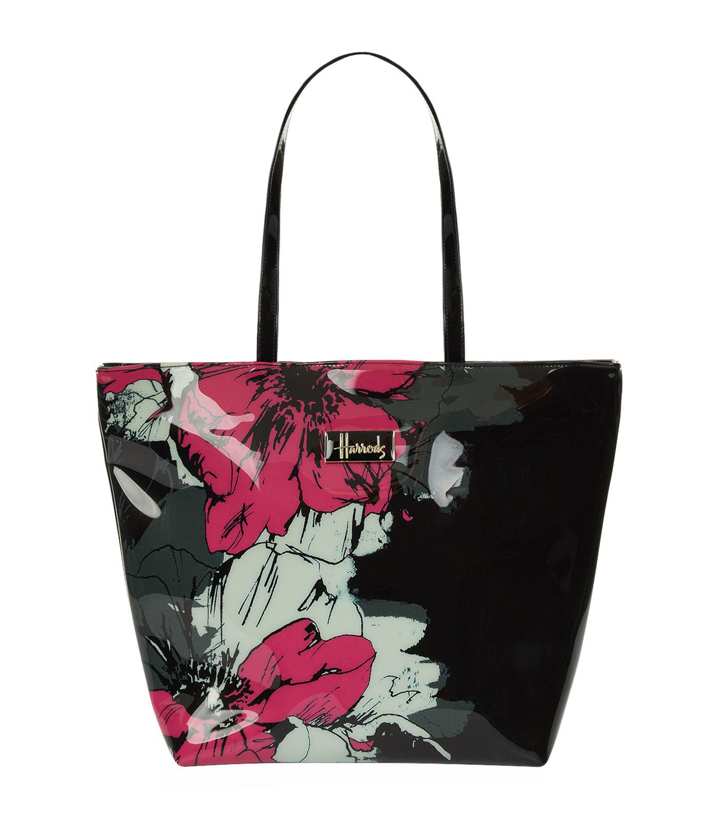 Harrods Cotton Abstract Floral Shoulder Tote Bag in Black - Lyst
