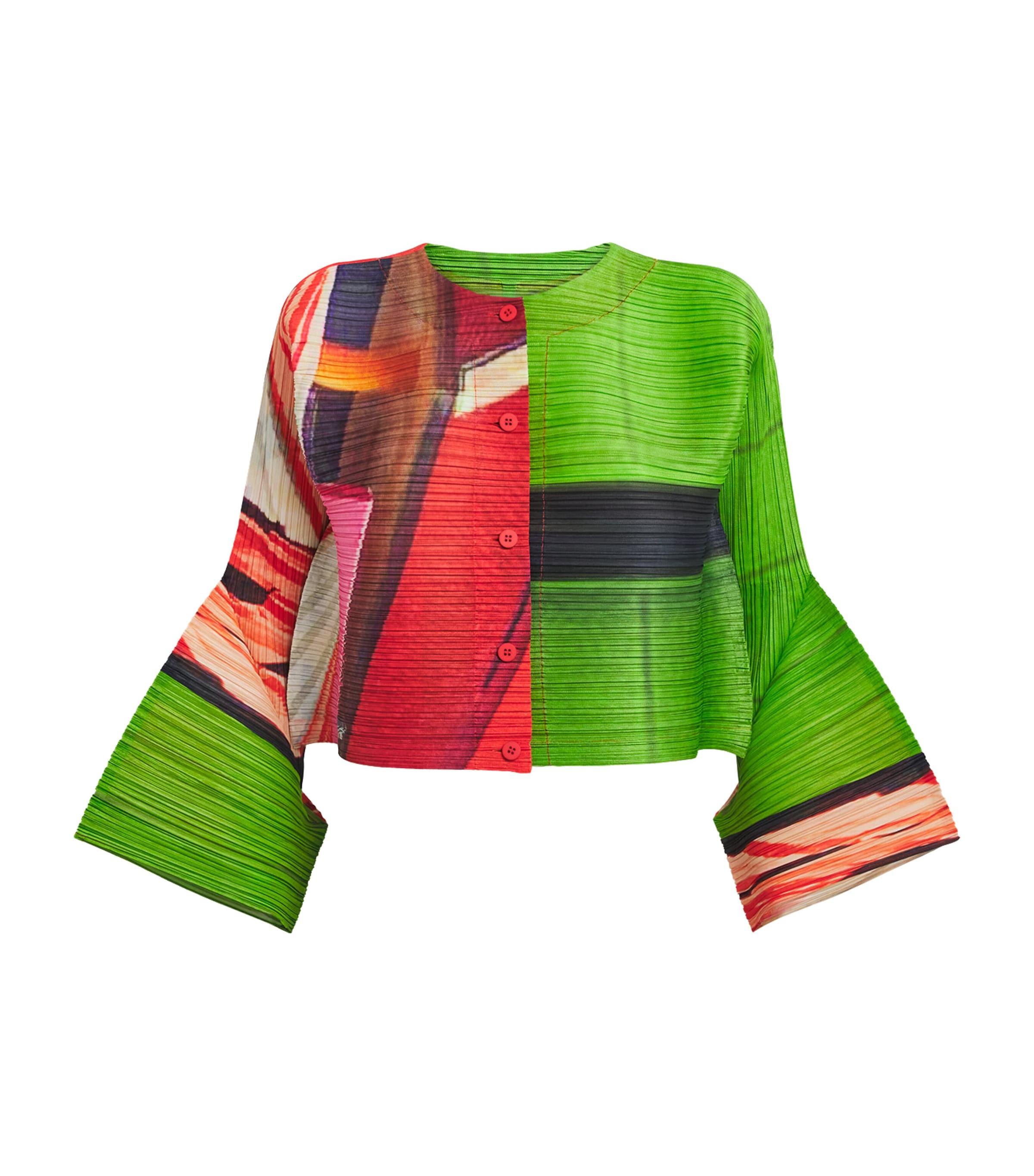 Pleats Please Issey Miyake City Collage Cardigan in Green | Lyst