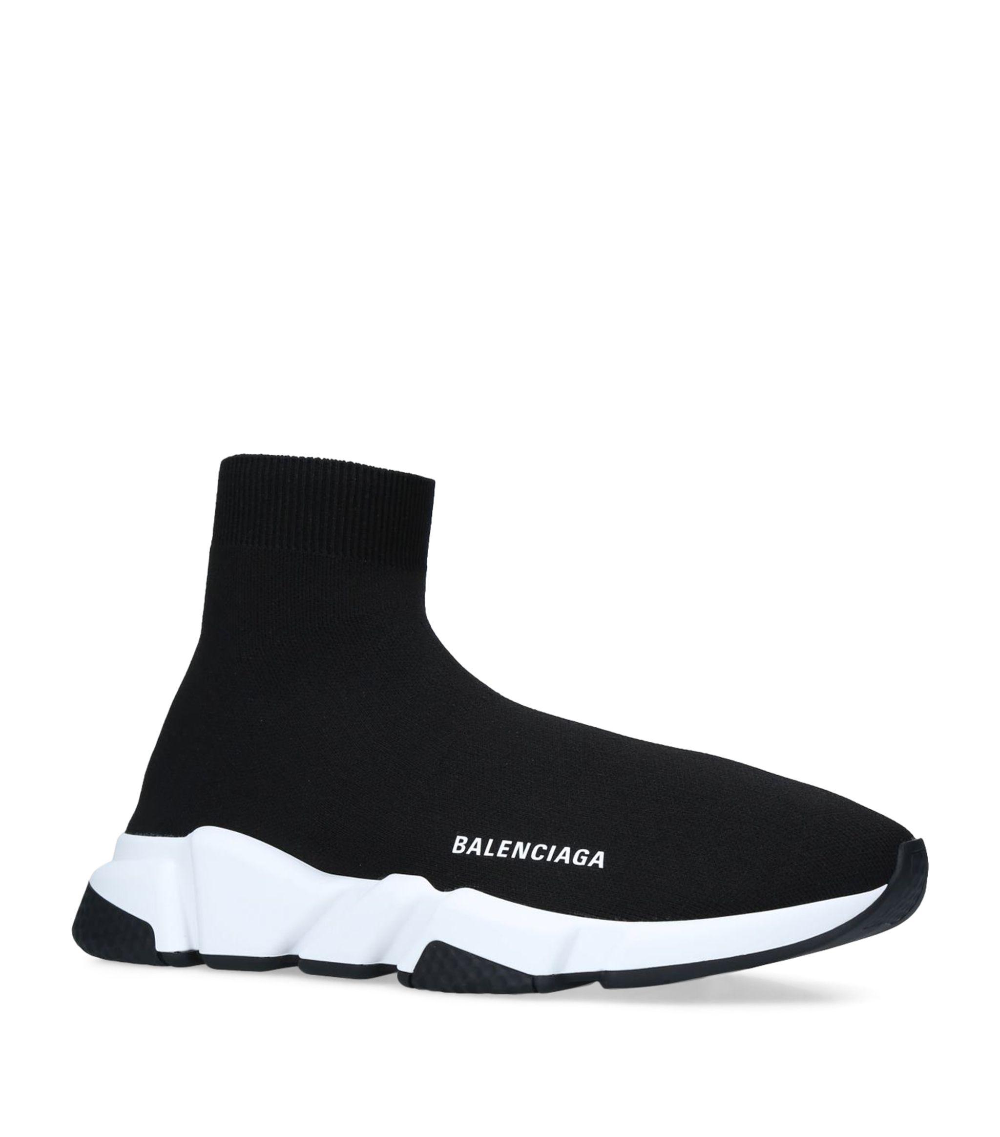 Balenciaga Speed 2.0 Logo-print Stretch-knit Slip-on Sneakers in Black ...