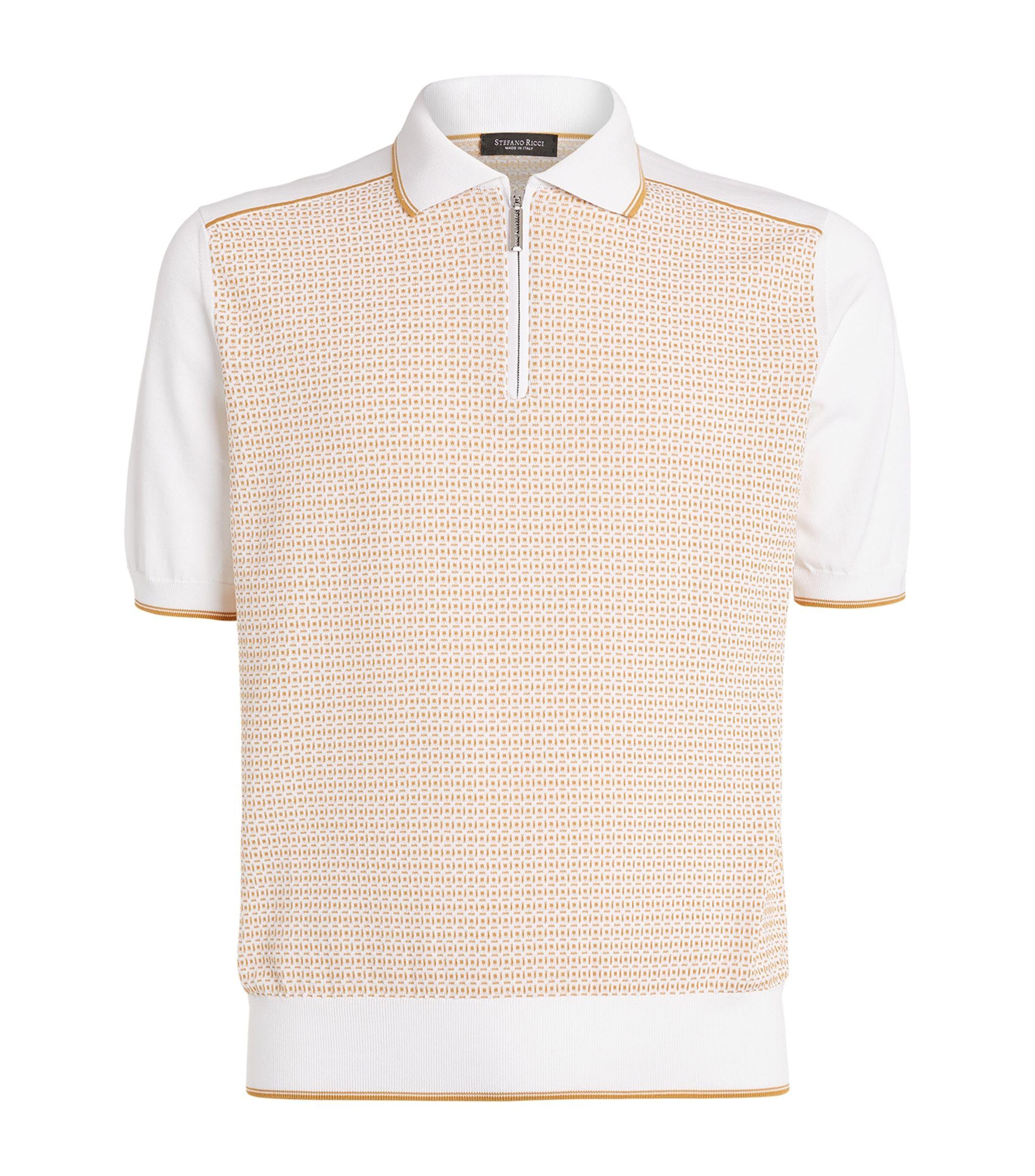 Stefano Ricci Cotton Jacquard Polo Shirt in Natural for Men - Lyst
