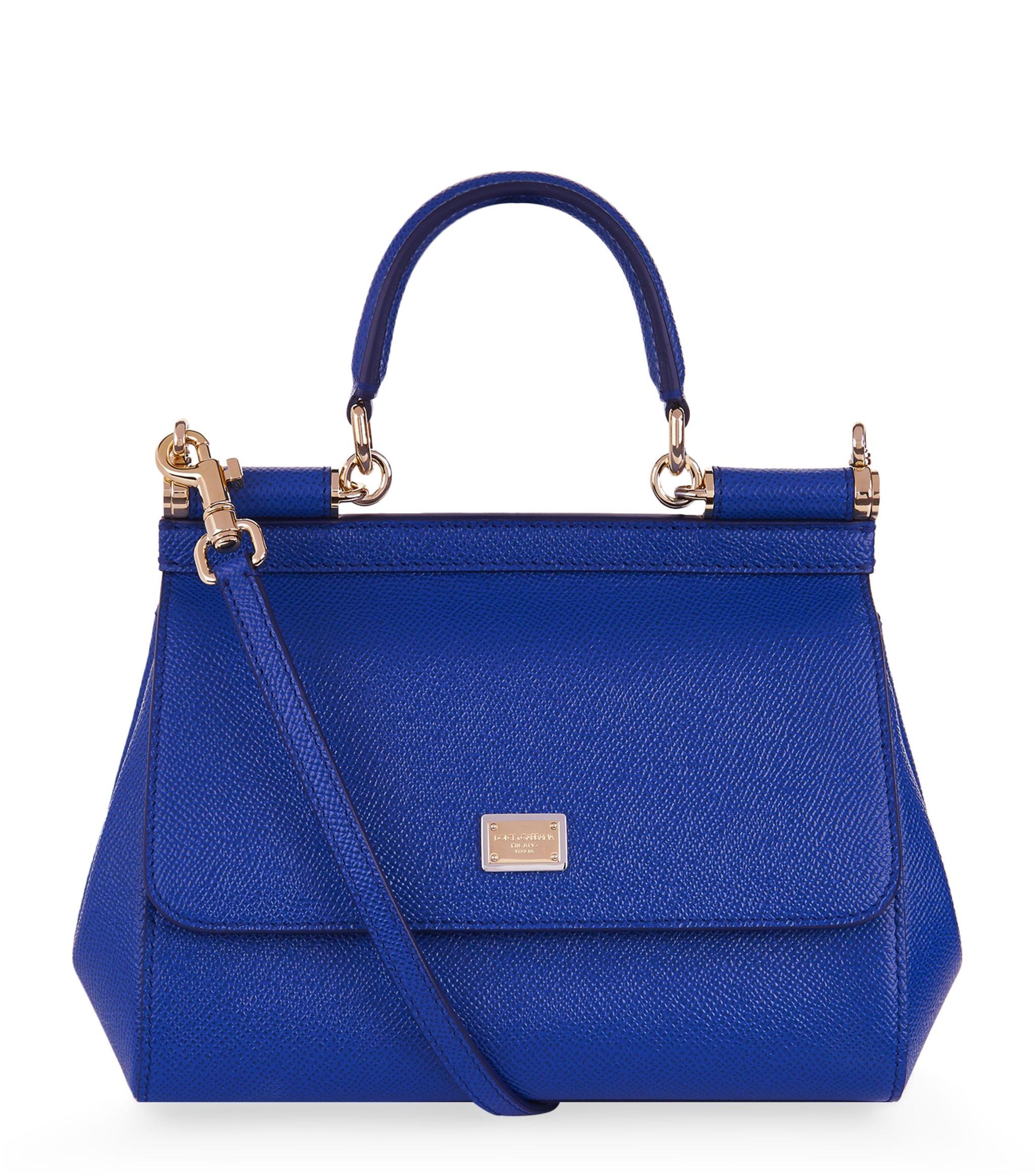 Dolce & Gabbana Leather Miss Sicily Bag - Blue Handle Bags